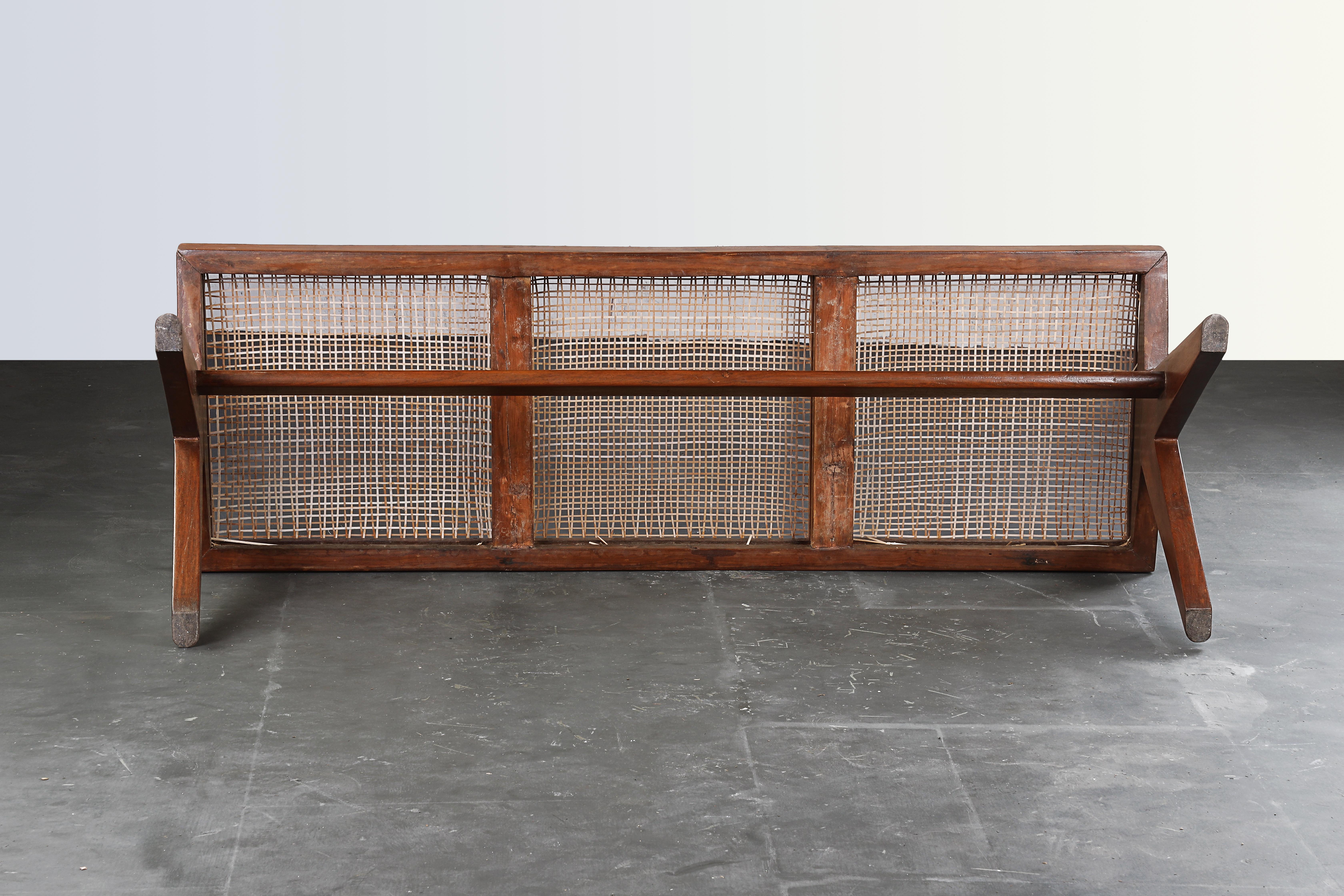 Mid-20th Century Pierre Jeanneret Cane Bench  Authentic Mid-Century Modern Chandigarh PJ-SI-33-C