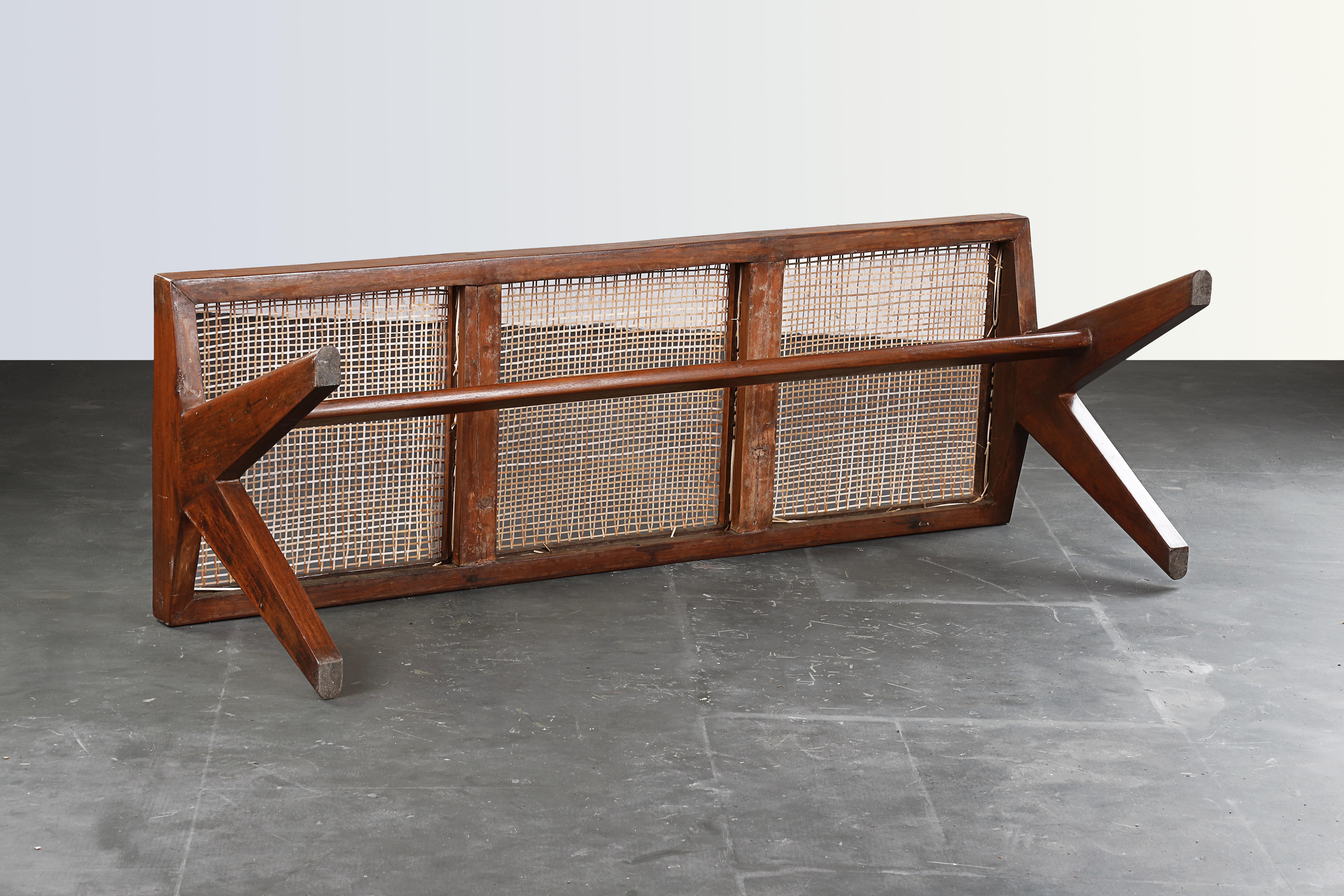 Pierre Jeanneret Cane Bench  Authentic Mid-Century Modern Chandigarh PJ-SI-33-C 1