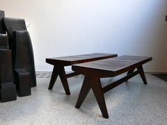 Pierre Jeanneret, PJ-SI-33-E, Pair of Slated Benches, Chandigarh, circa 1955