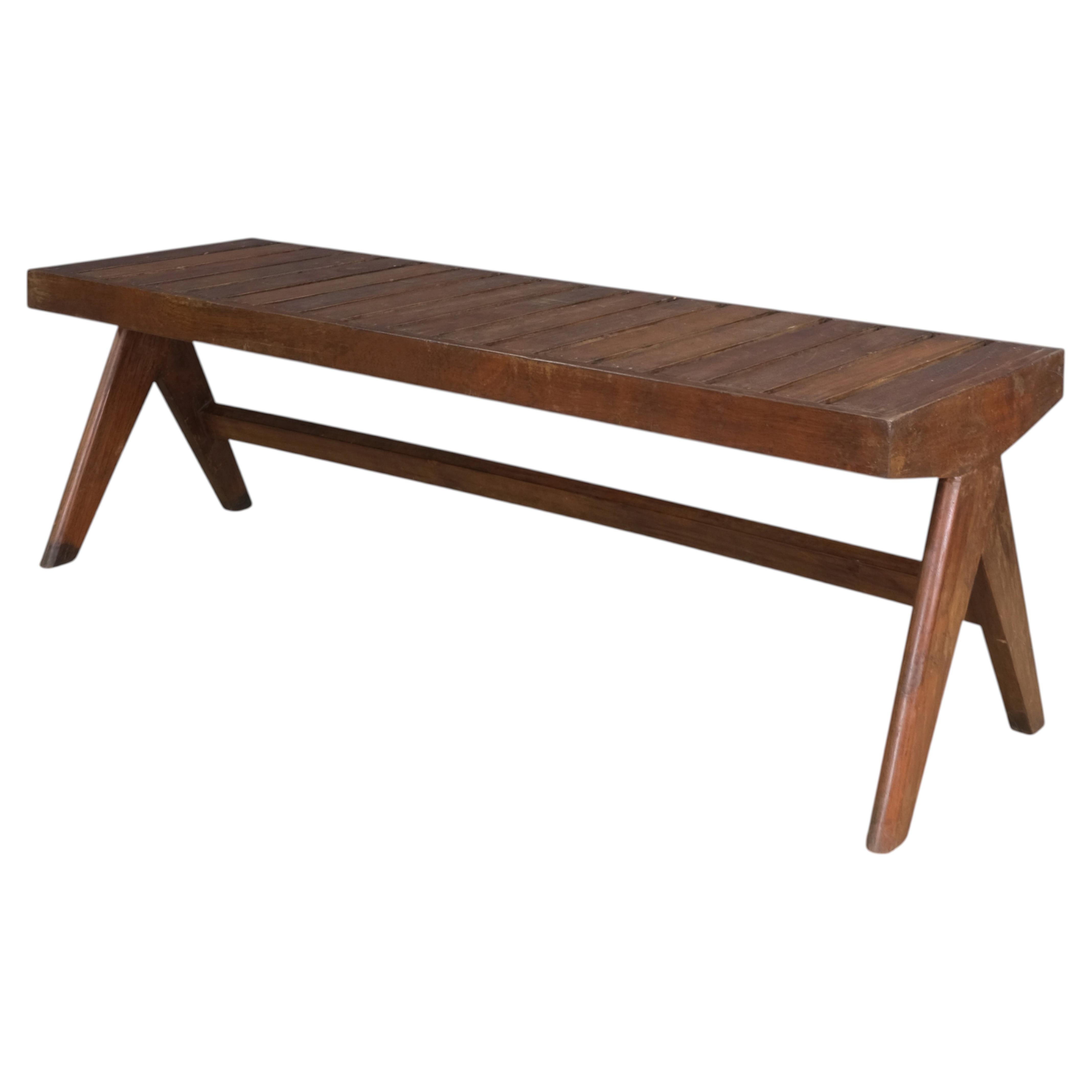 Pierre Jeanneret PJ-SI-33-E Teak Bench / Authentic Mid-Century Modern