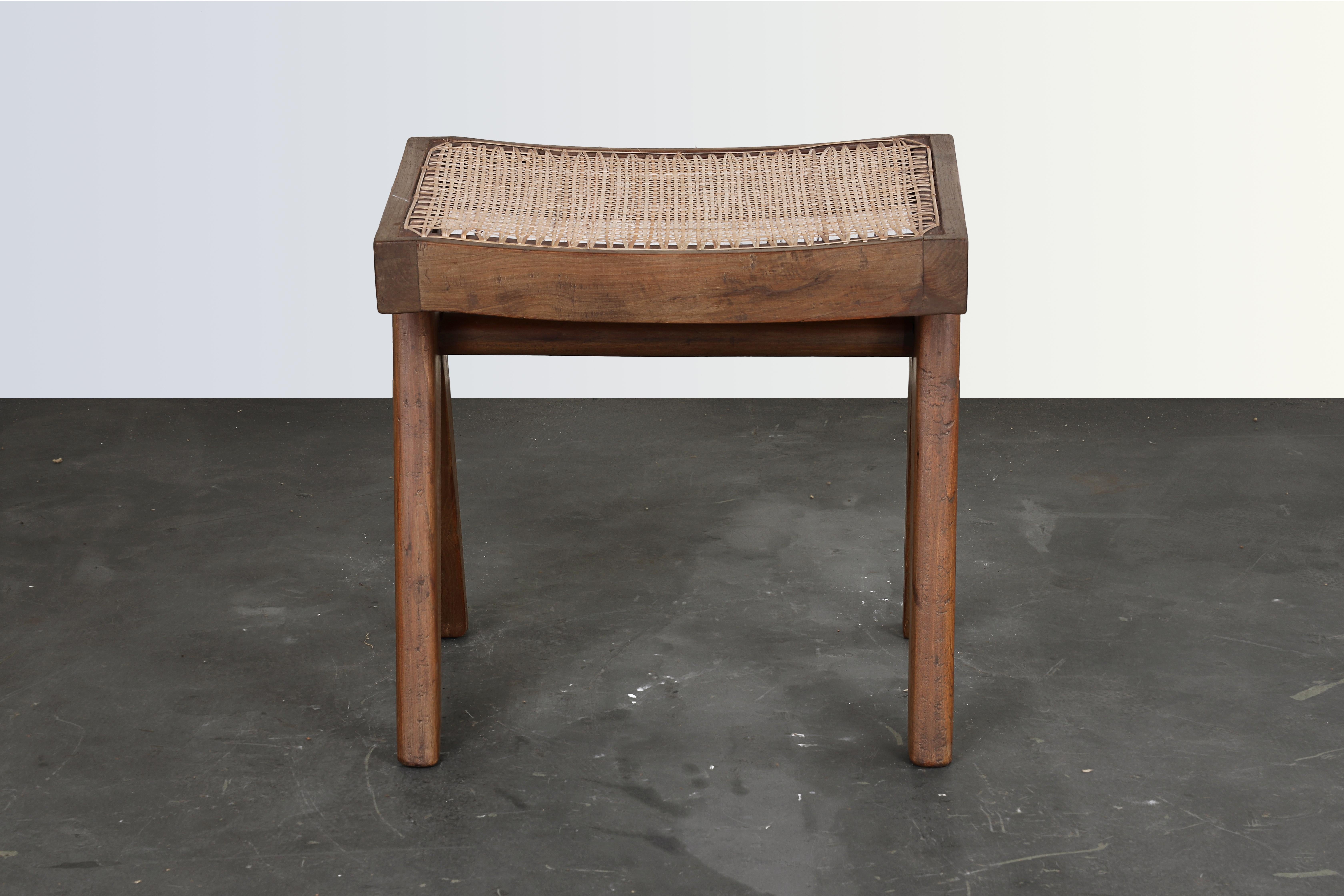 Pierre Jeanneret A-Legs Cane Stool  Authentic Mid-Century Modern   PJ-SI-34-A In Good Condition In Zürich, CH