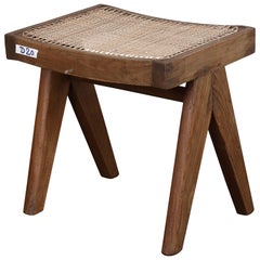 Pierre Jeanneret A-Legs Cane Stool  Authentic Mid-Century Modern   PJ-SI-34-A