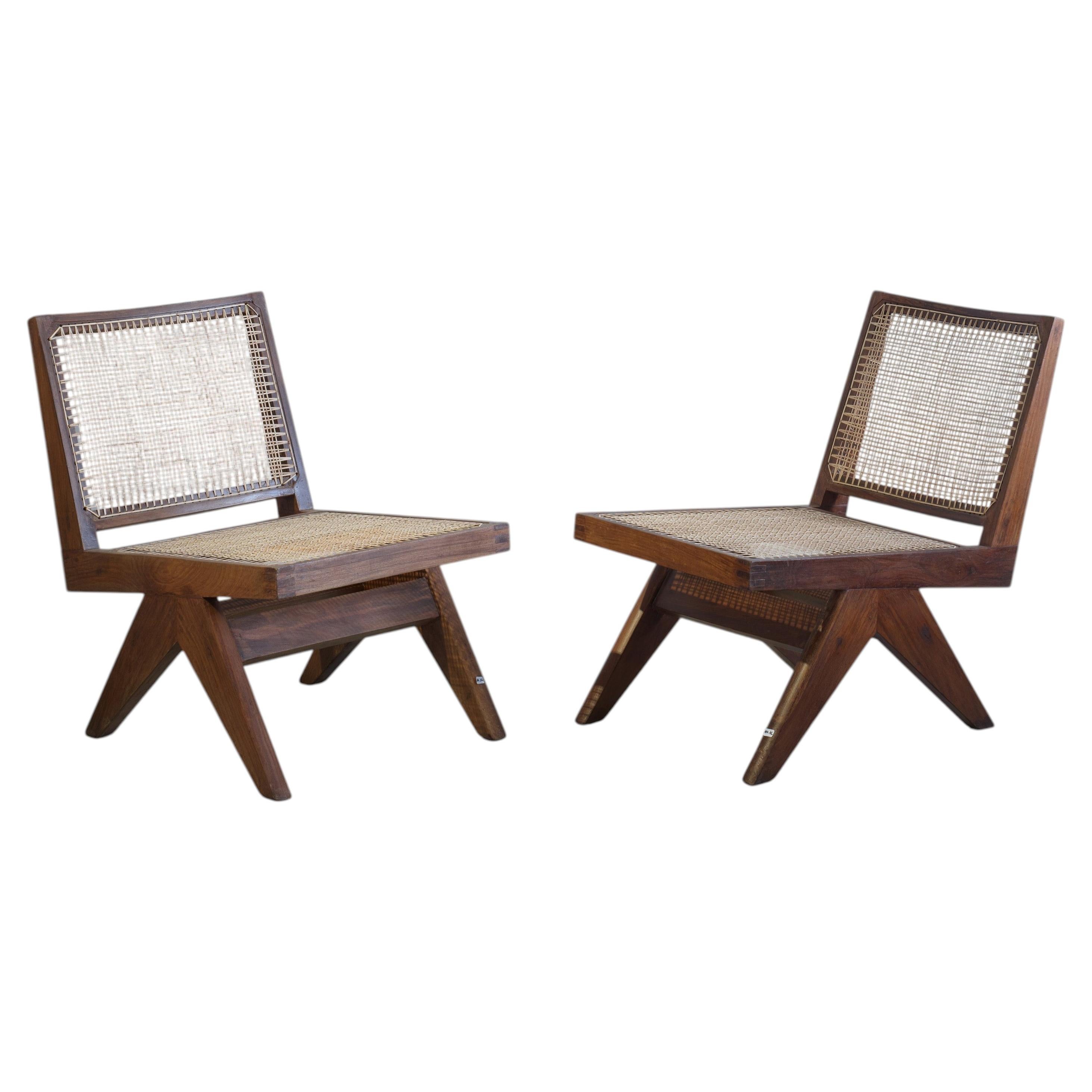 Pierre Jeanneret PJ-SI-35-A Easy Chair Pair / Authentic Mid-Century Modern For Sale