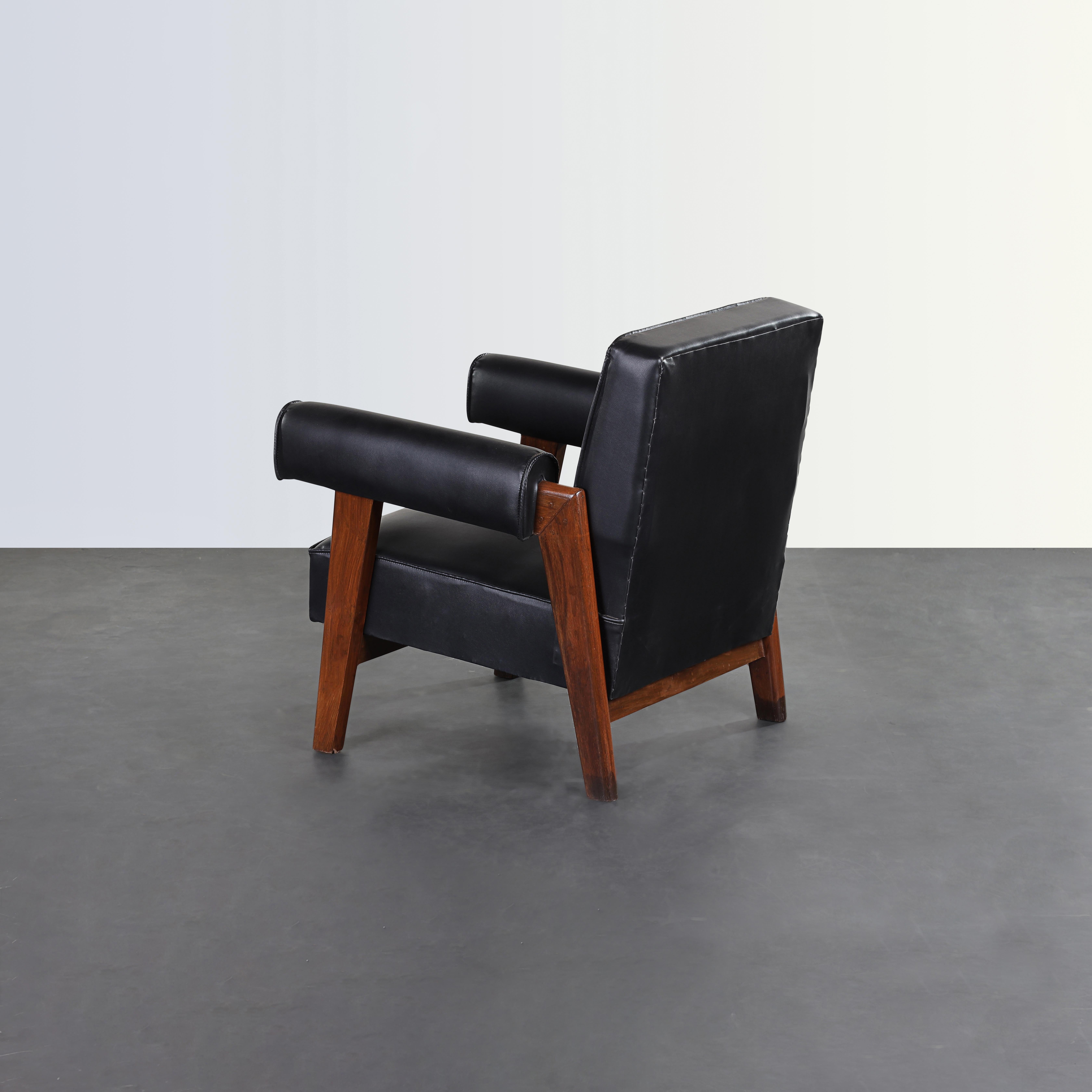 Mid-20th Century Pierre Jeanneret PJ-SI-42-A Bridge Chair / Authentic Mid-Century Modern For Sale