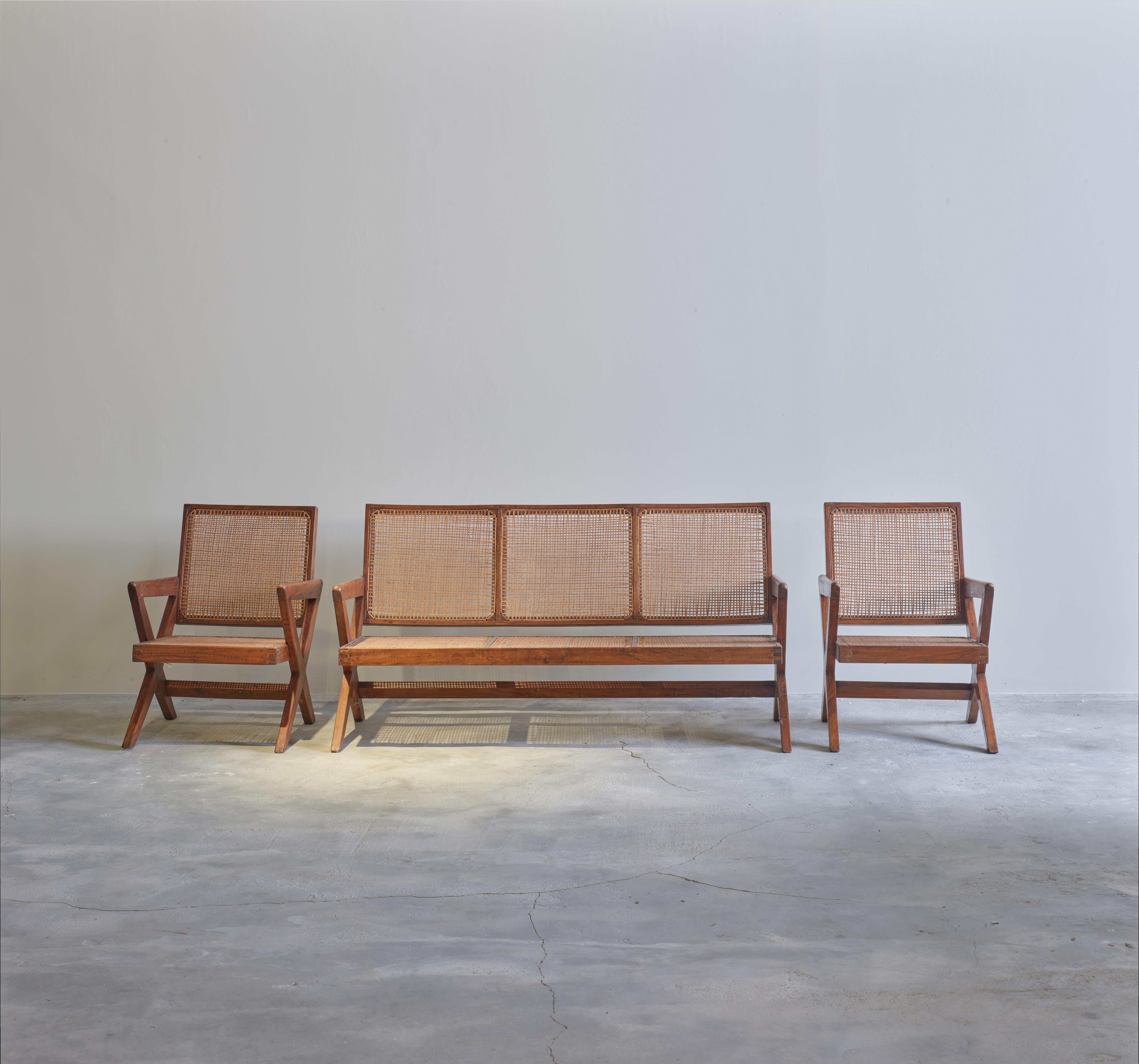 Milieu du XXe siècle Pierre Jeanneret PJ-SI-45-A / B SET / Authentique Mid-Century Modern en vente
