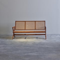 Pierre Jeanneret PJ-SI-45-B Cane Sofa / Authentic Mid-Century Modern