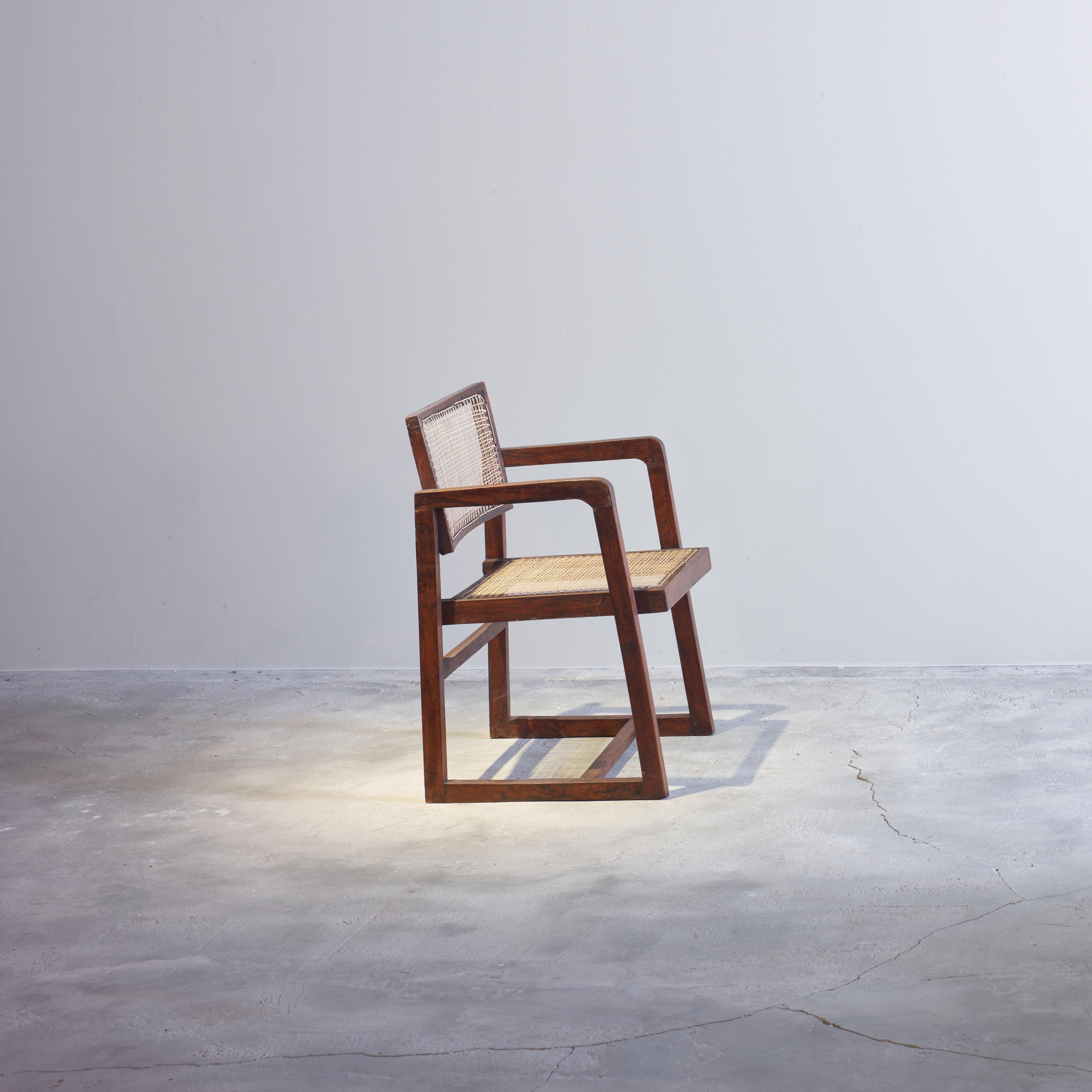 Pierre Jeanneret PJ-SI-53-A Boxsessel / Authentischer Mid-Century Modern Chandigarh (Gehstock) im Angebot