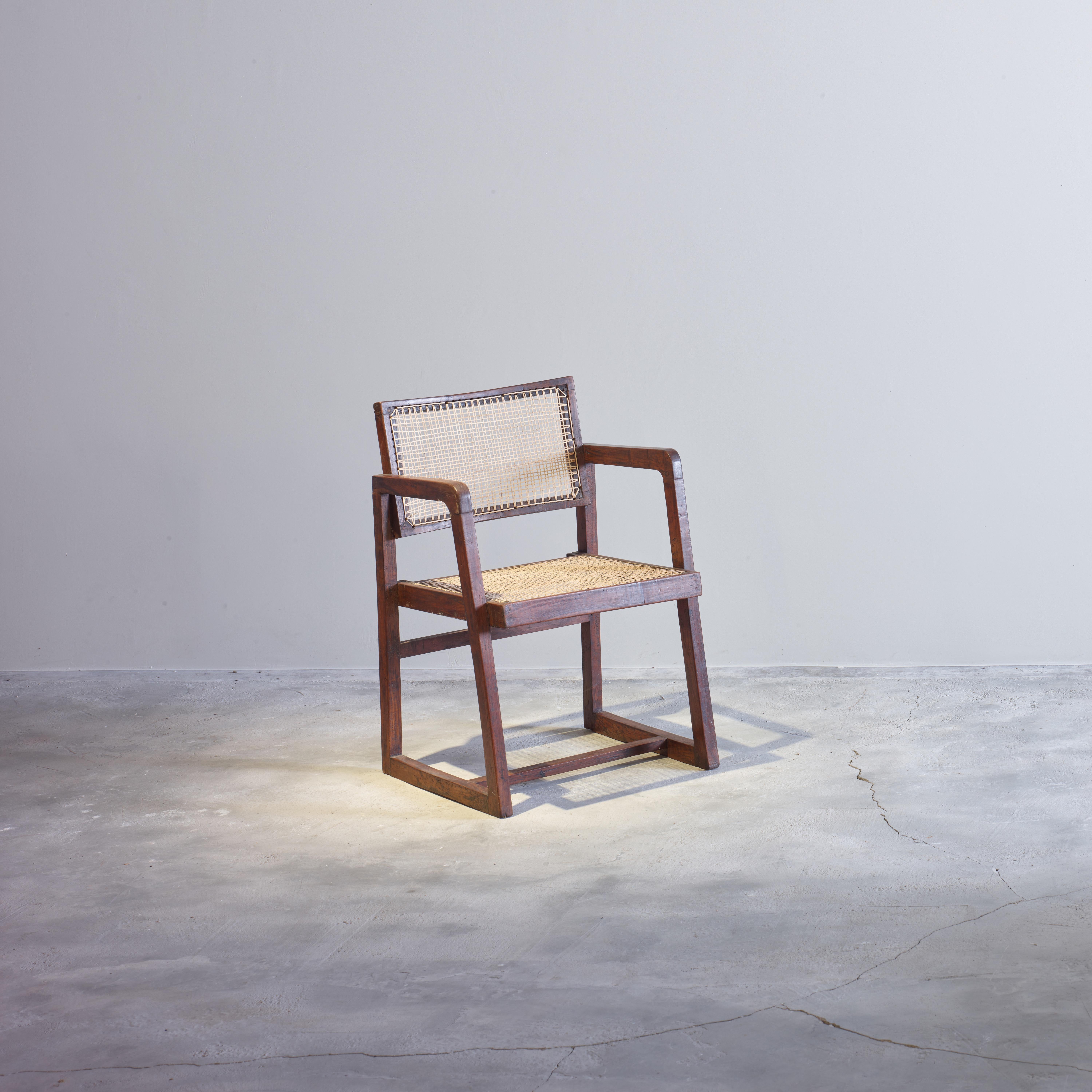Cane Pierre Jeanneret PJ-SI-53-A Box Chair / Authentic Mid-Century Modern Chandigarh  For Sale