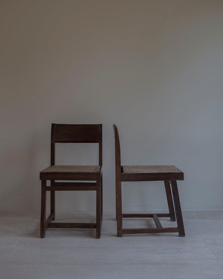 Cane Pierre Jeanneret PJ-SI-54-A Box Chairs Authentic Mid-Century Modern, Chandigarh For Sale