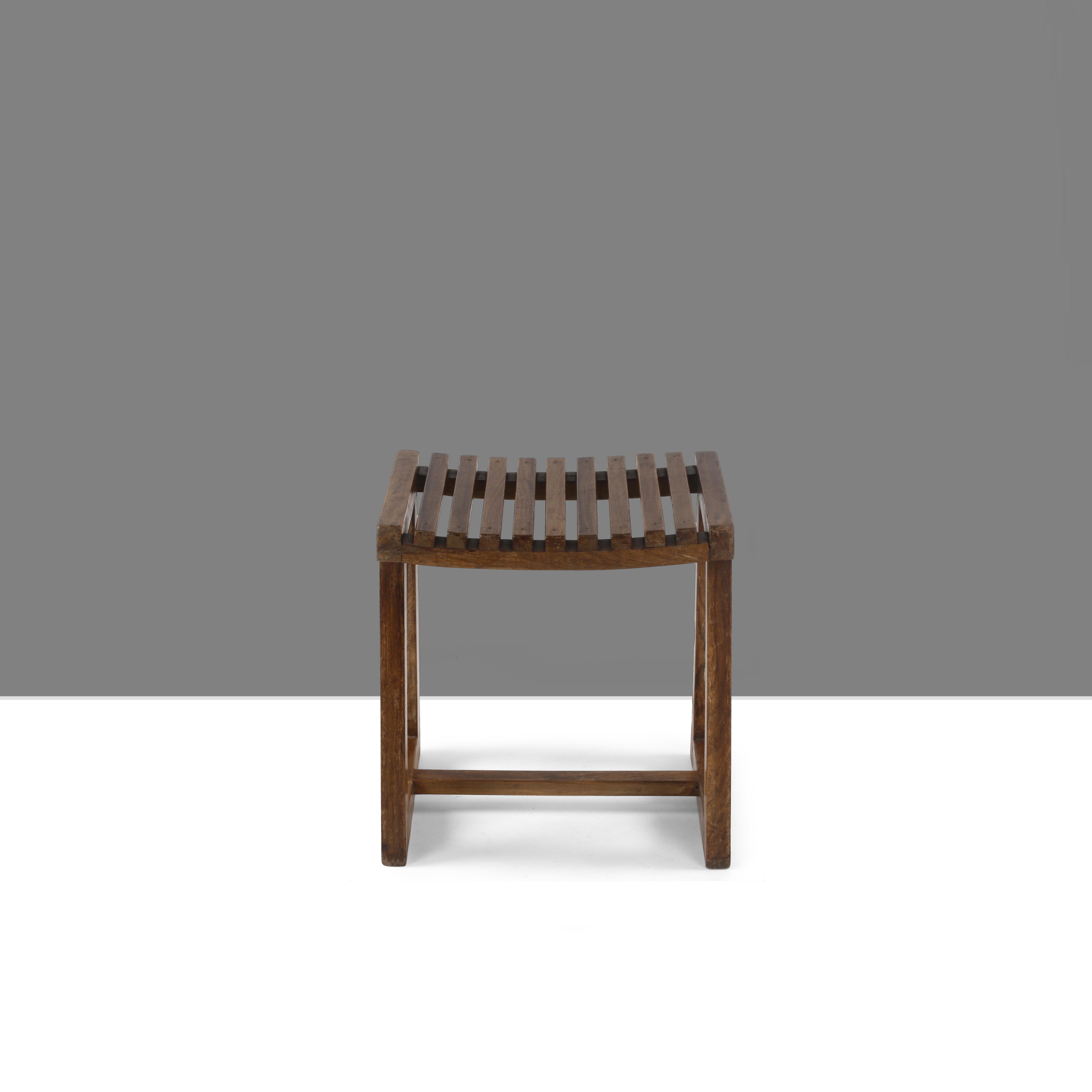 Indian Pierre Jeanneret PJ-SI-55-a Stool / Authentic Mid-Century Modern Chandigarh For Sale