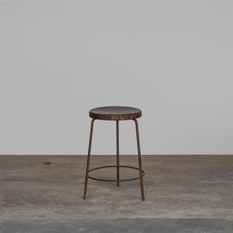 Hand-Crafted Pierre Jeanneret PJ-SI-57-A Stool / Authentic Mid-Century Modern Chandigarh For Sale