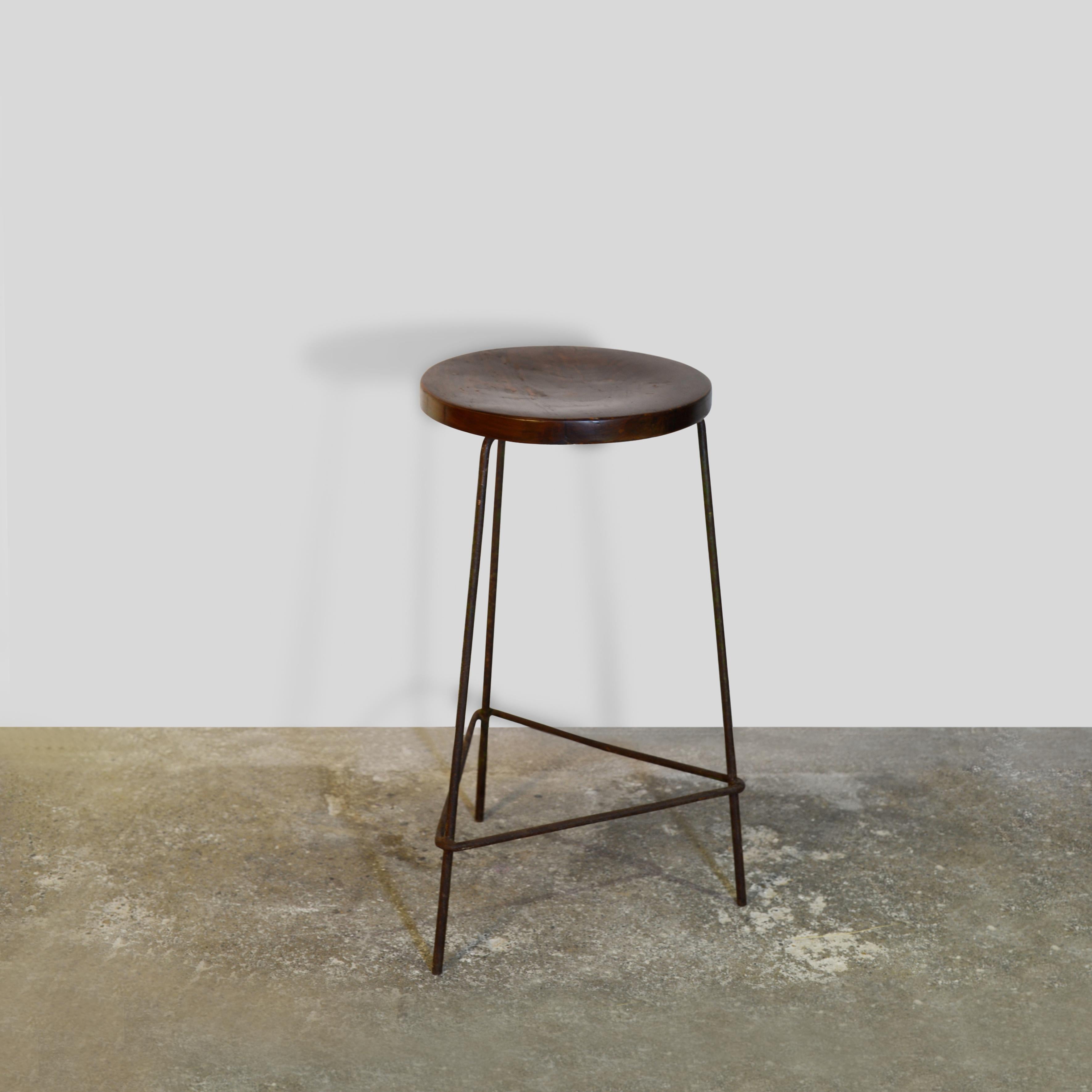 Indian Pierre Jeanneret PJ-SI-58-A Stool / Authentic Mid-Century Modern Chandigarh For Sale