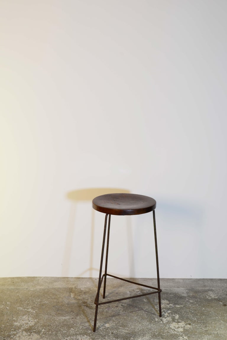 Hand-Crafted Pierre Jeanneret PJ-SI-58-A Stool / Authentic Mid-Century Modern Chandigarh For Sale