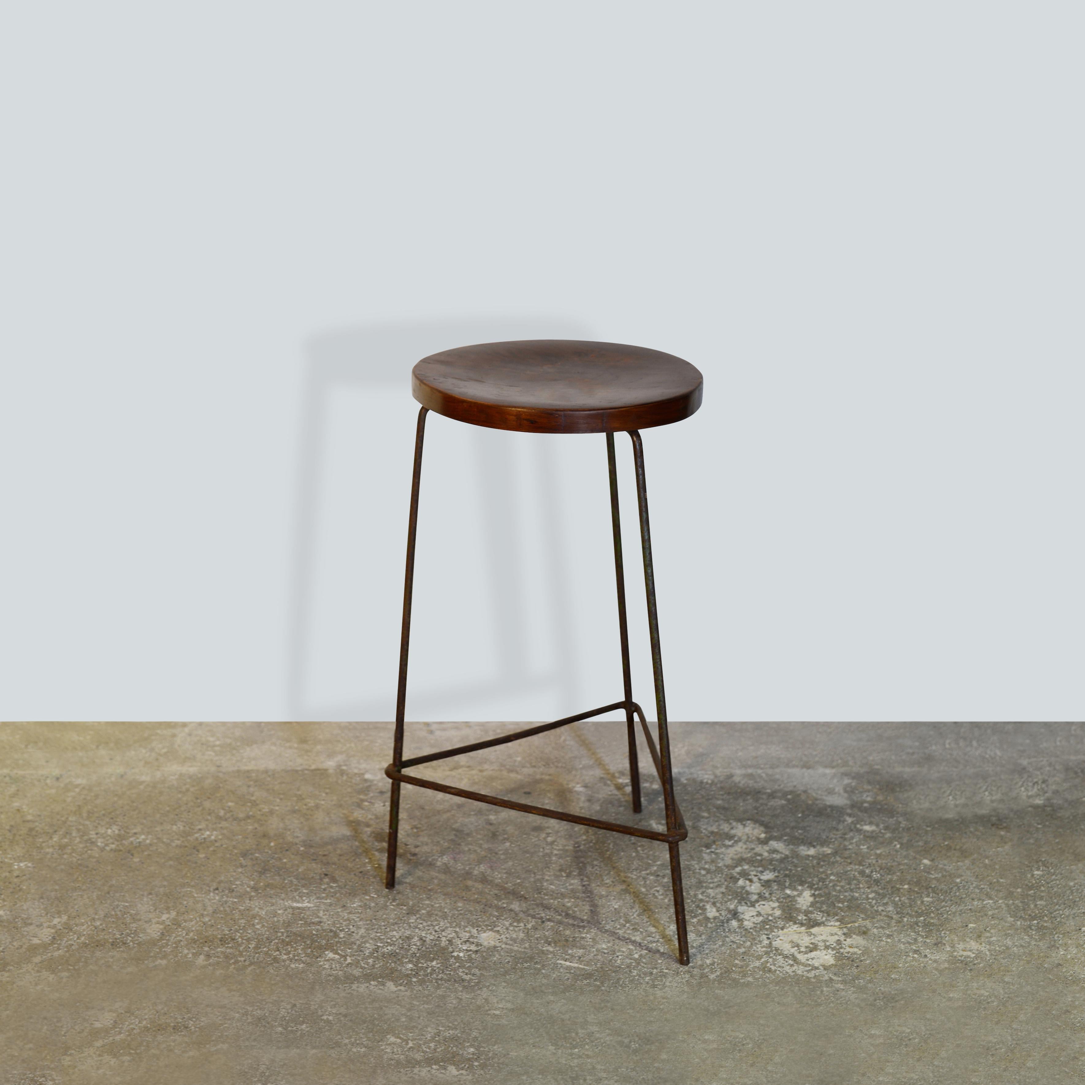 Hand-Crafted Pierre Jeanneret PJ-SI-58-A Stool / Authentic Mid-Century Modern Chandigarh For Sale