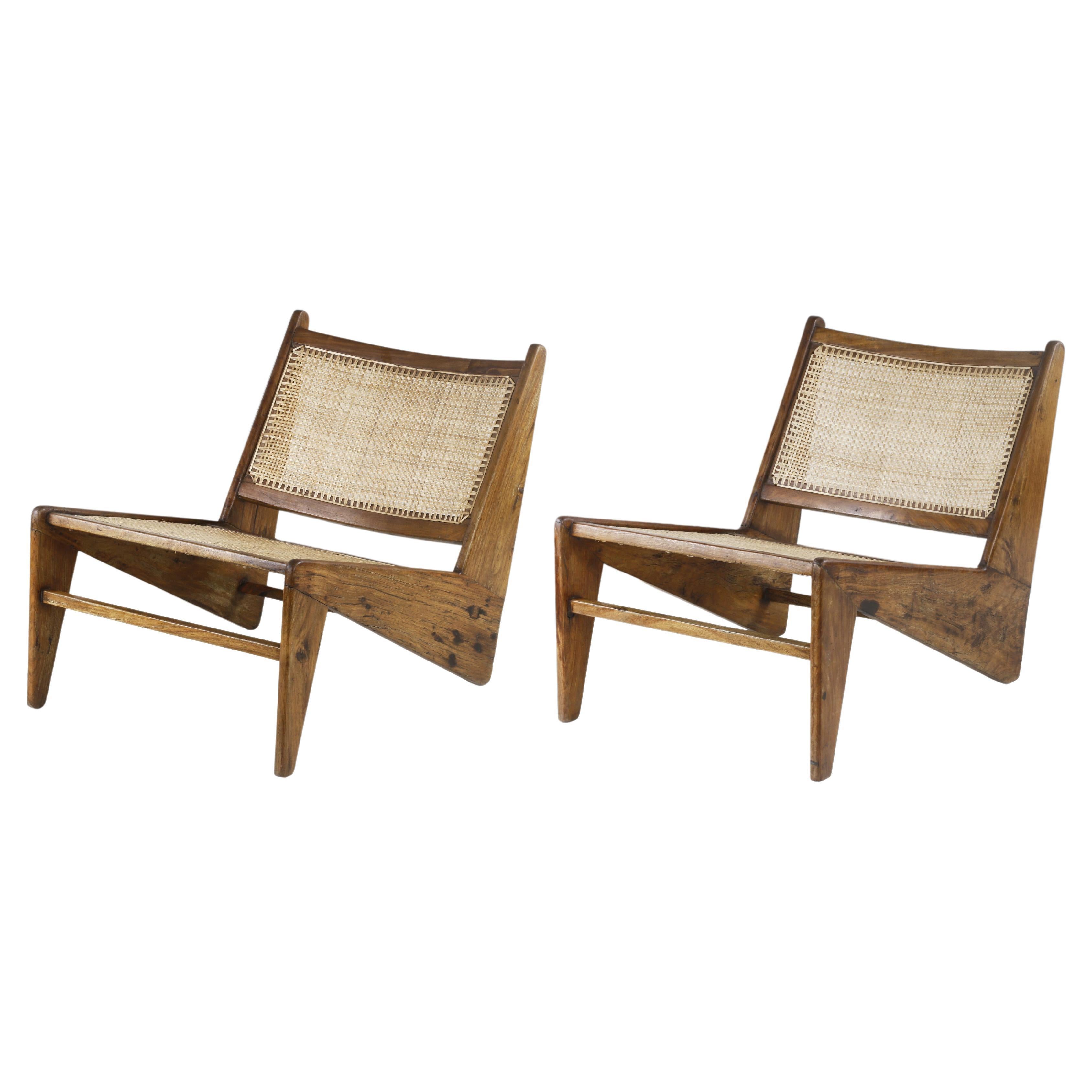 Pierre Jeanneret PJ-SI-59-A Paire de chaises Kangourou/Authentique milieu de siècle en vente