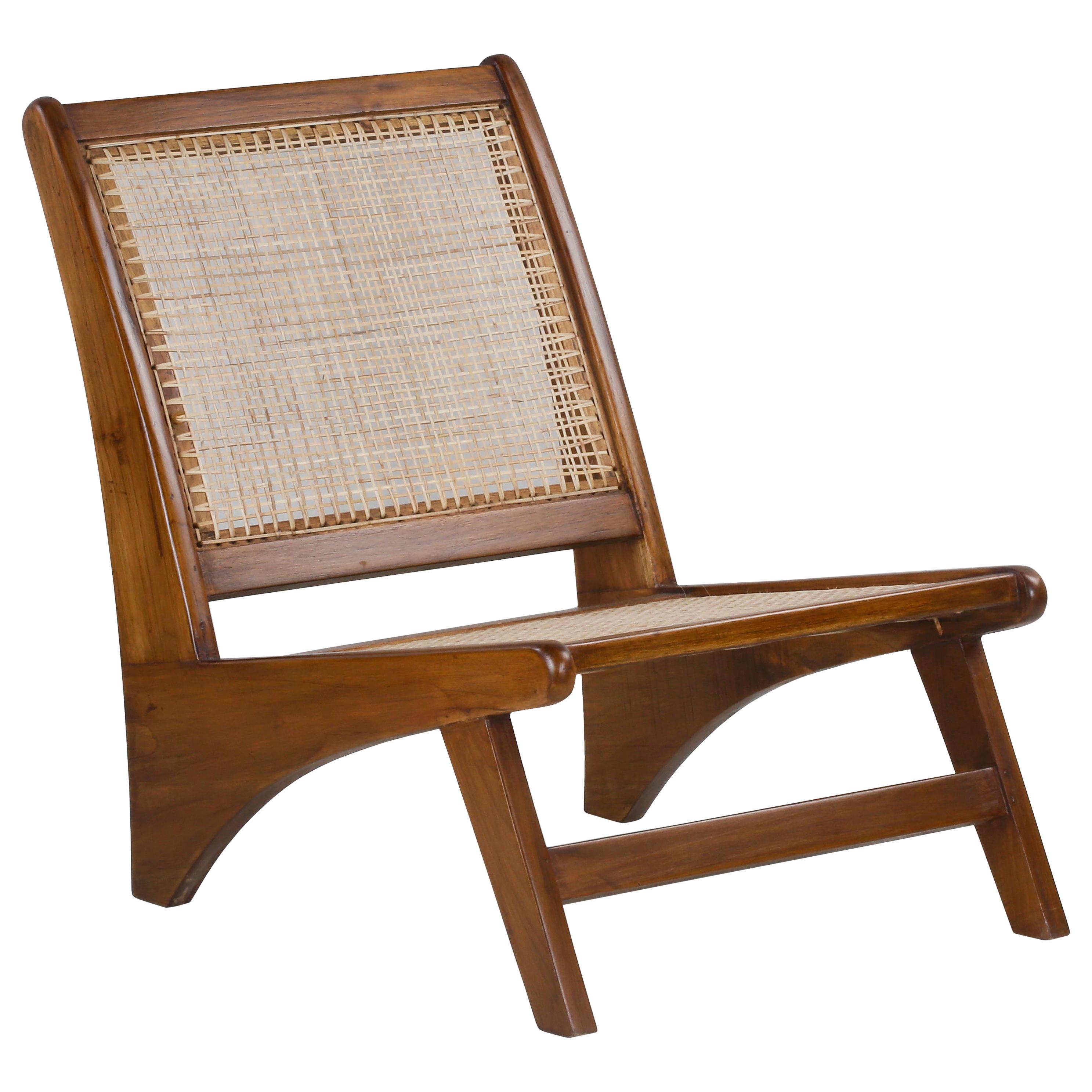 Pierre Jeanneret PJ-SI-60-A, Authentic Low Caned Armless Easy Chair