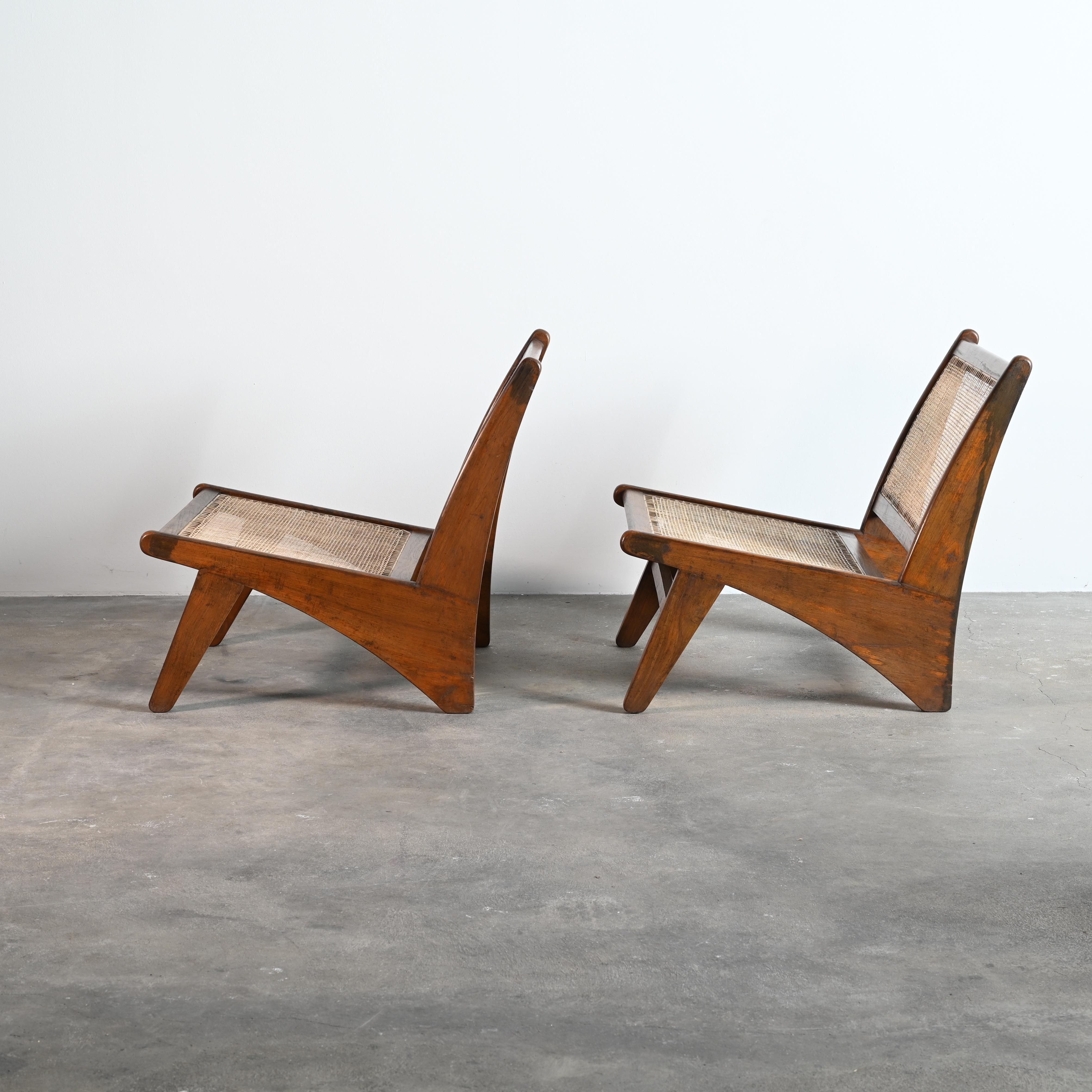 20th Century Pierre Jeanneret PJ-SI-60-A Pair of Lounge Chairs / Authentic Mid-Century Modern For Sale