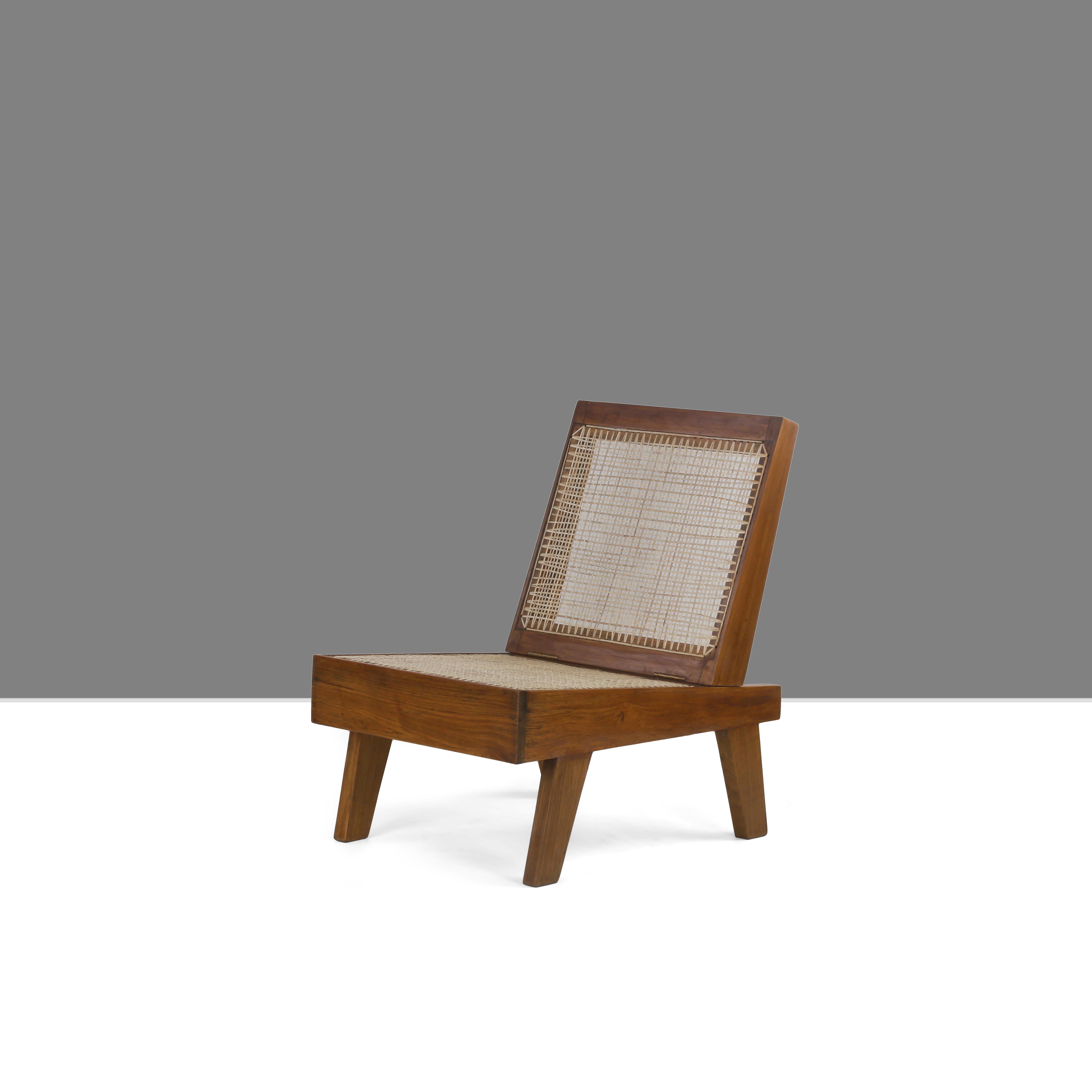 Pierre Jeanneret PJ-SI-61-A Seltener klappbarer Loungesessel / Authentischer Mid-Century-Sessel (Gehstock) im Angebot