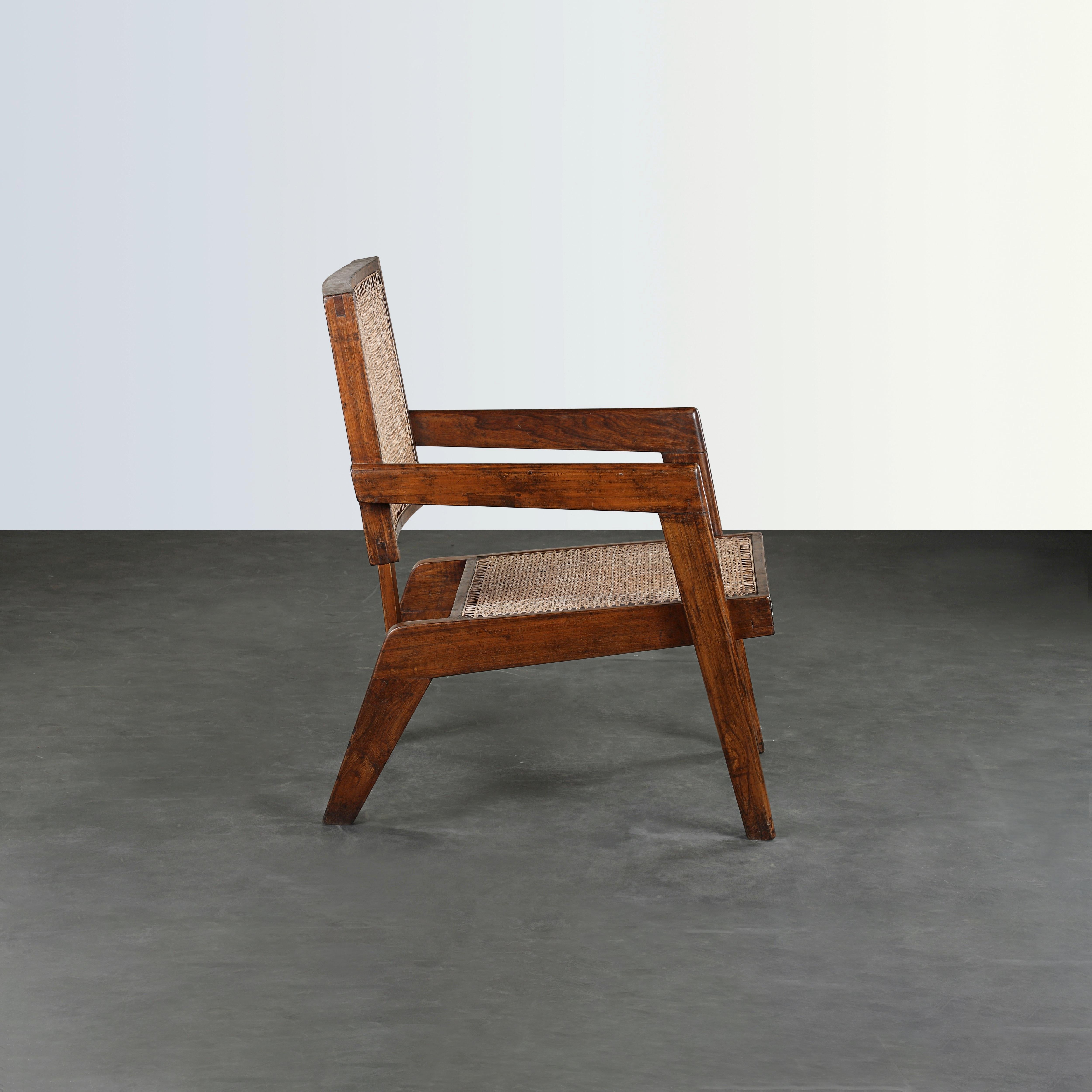 Indian Pierre Jeanneret PJ-SI-62-A Armchair / Authentic Mid-Century Modern For Sale