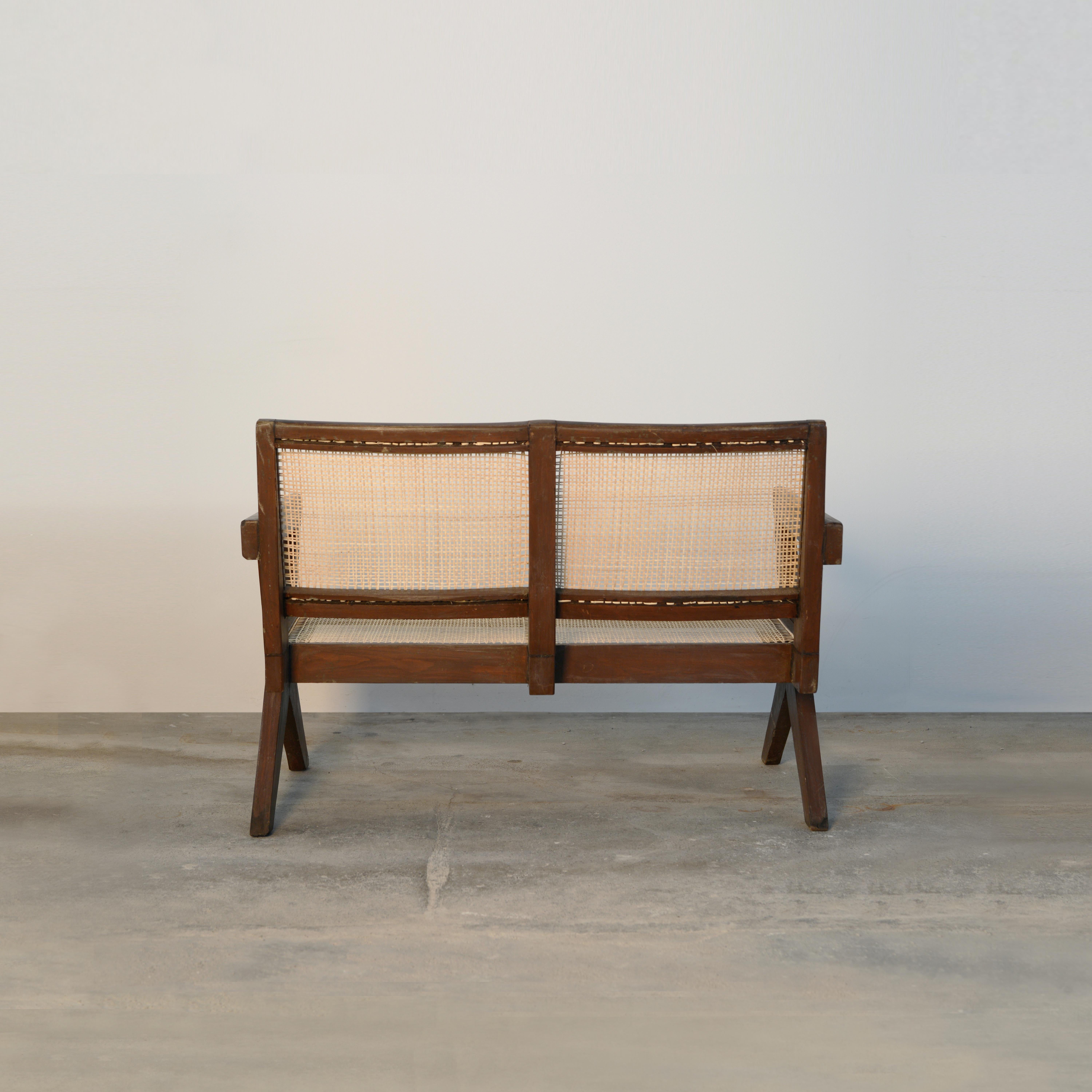 Mid-20th Century Pierre Jeanneret PJ-SI-Cane Sofa / Authentic Mid-Century Modern For Sale