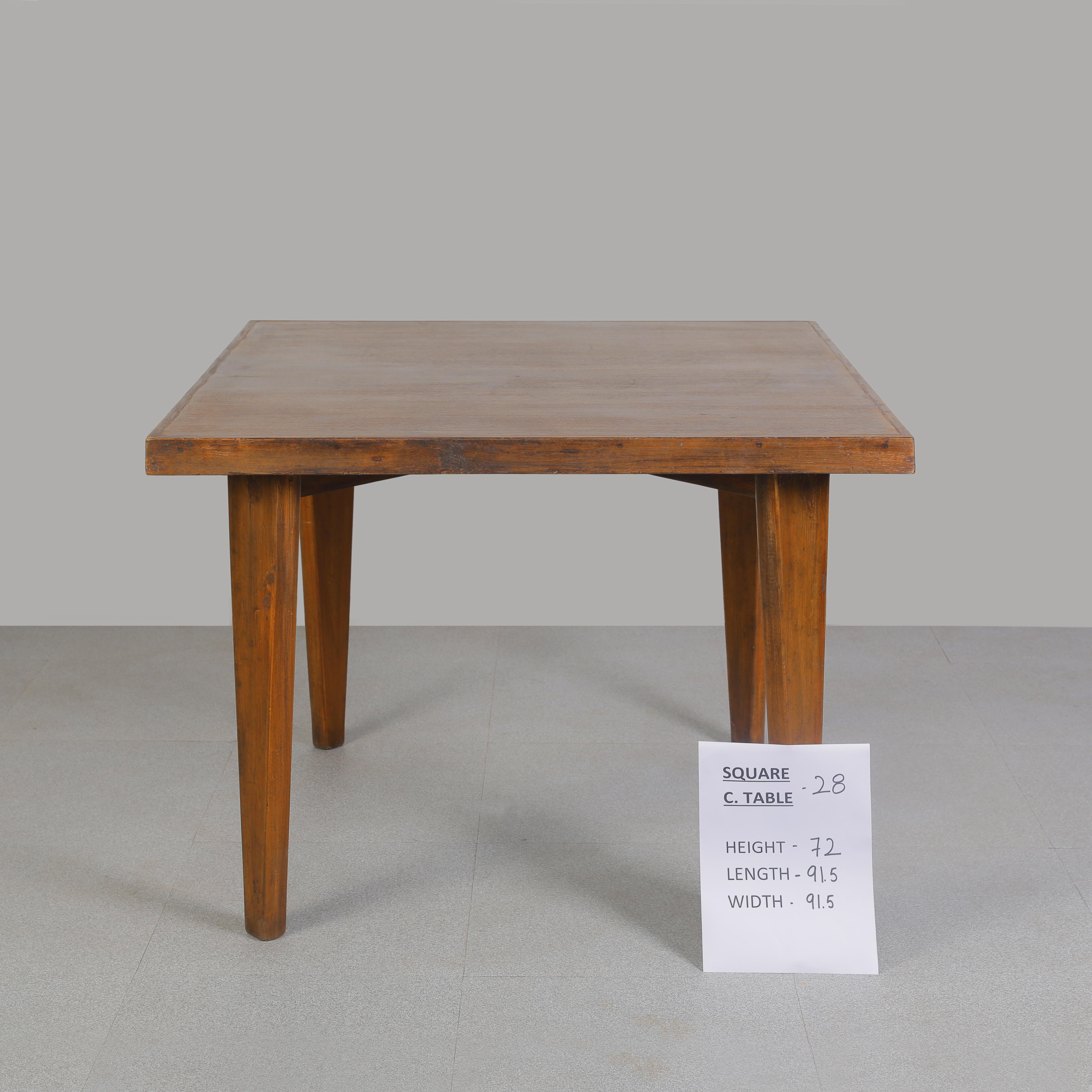 Mid-Century Modern Pierre Jeanneret PJ-TA-04-A Table carrée/Authentique mi-siècle Chandigarh en vente