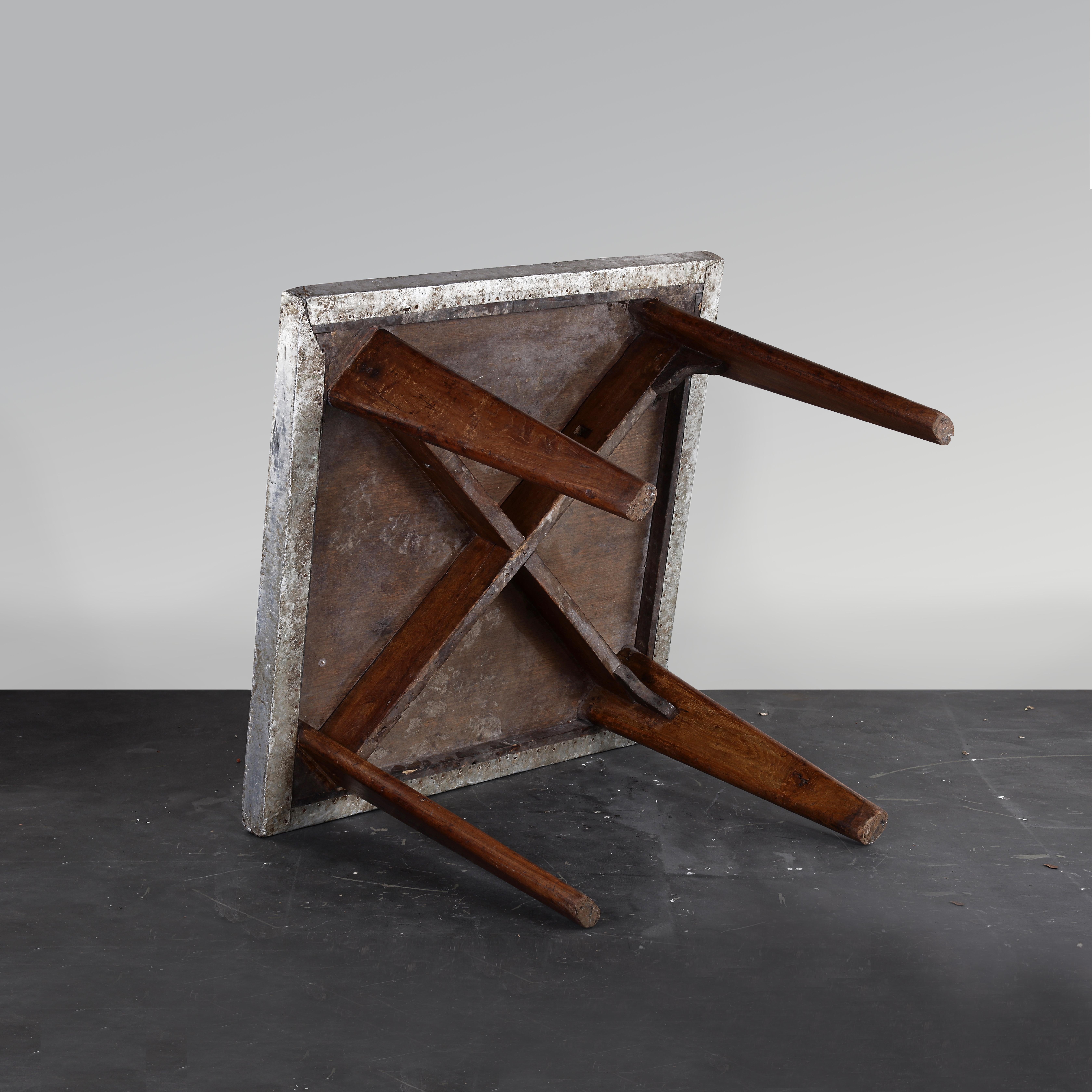 Zinc Pierre Jeanneret PJ-TA-04-B Metal Square Table / Authentic Mid-Century Modern For Sale
