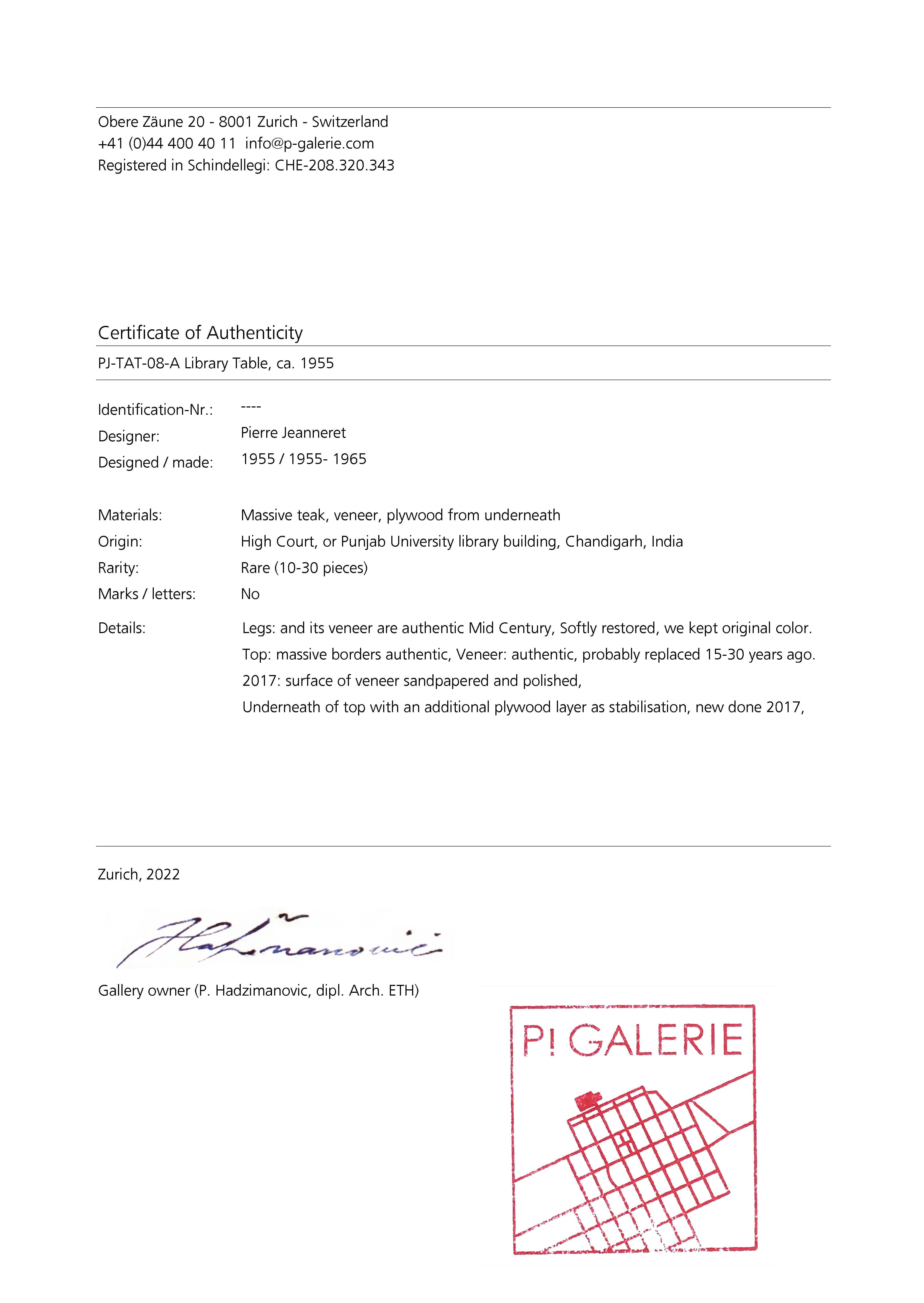 20th Century Pierre Jeanneret  PJ-TAT-08-A Table / Mid-Century Modern 
