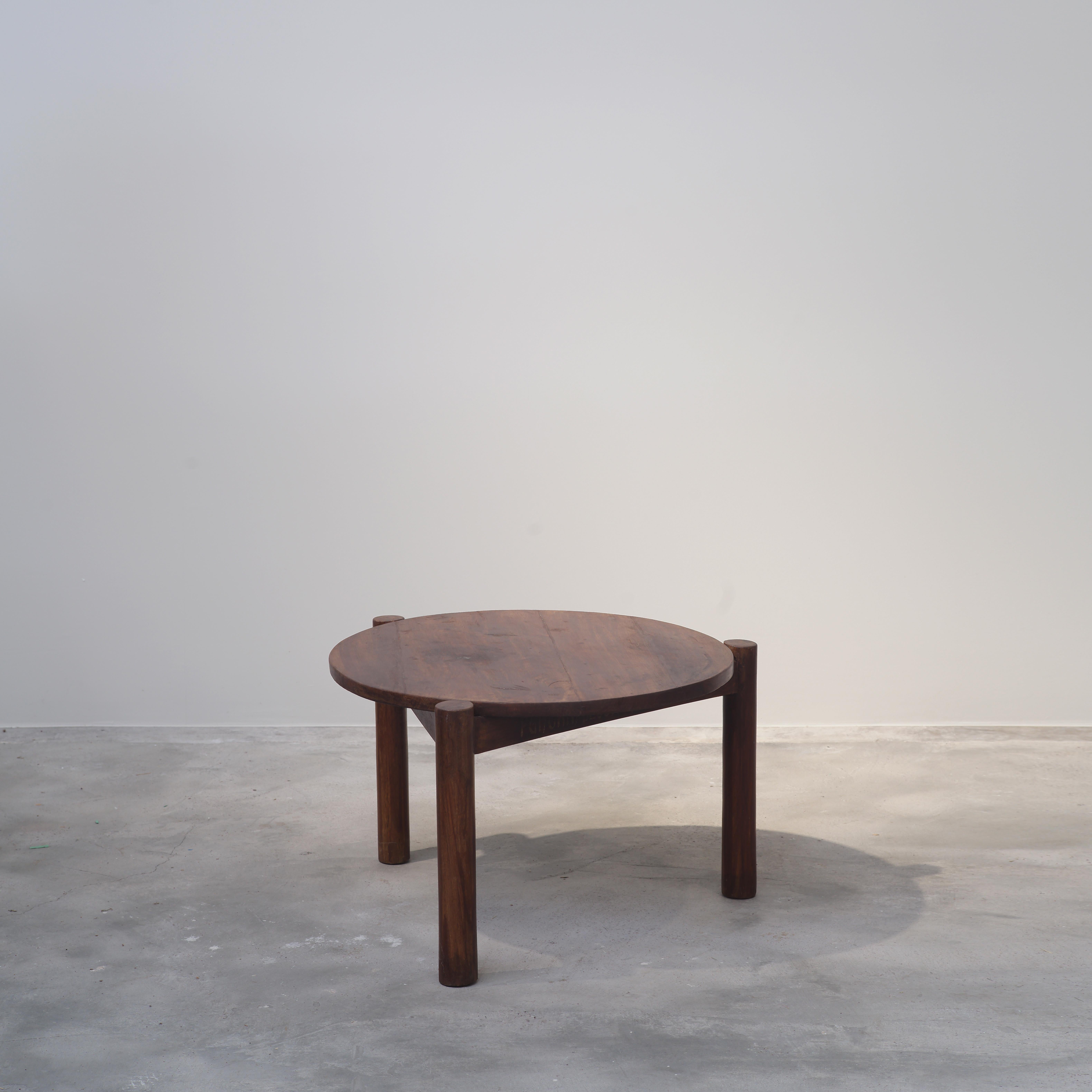 Indian Pierre Jeanneret PJ-TB-04-A Round Low Table / Authentic Mid-Century Modern For Sale
