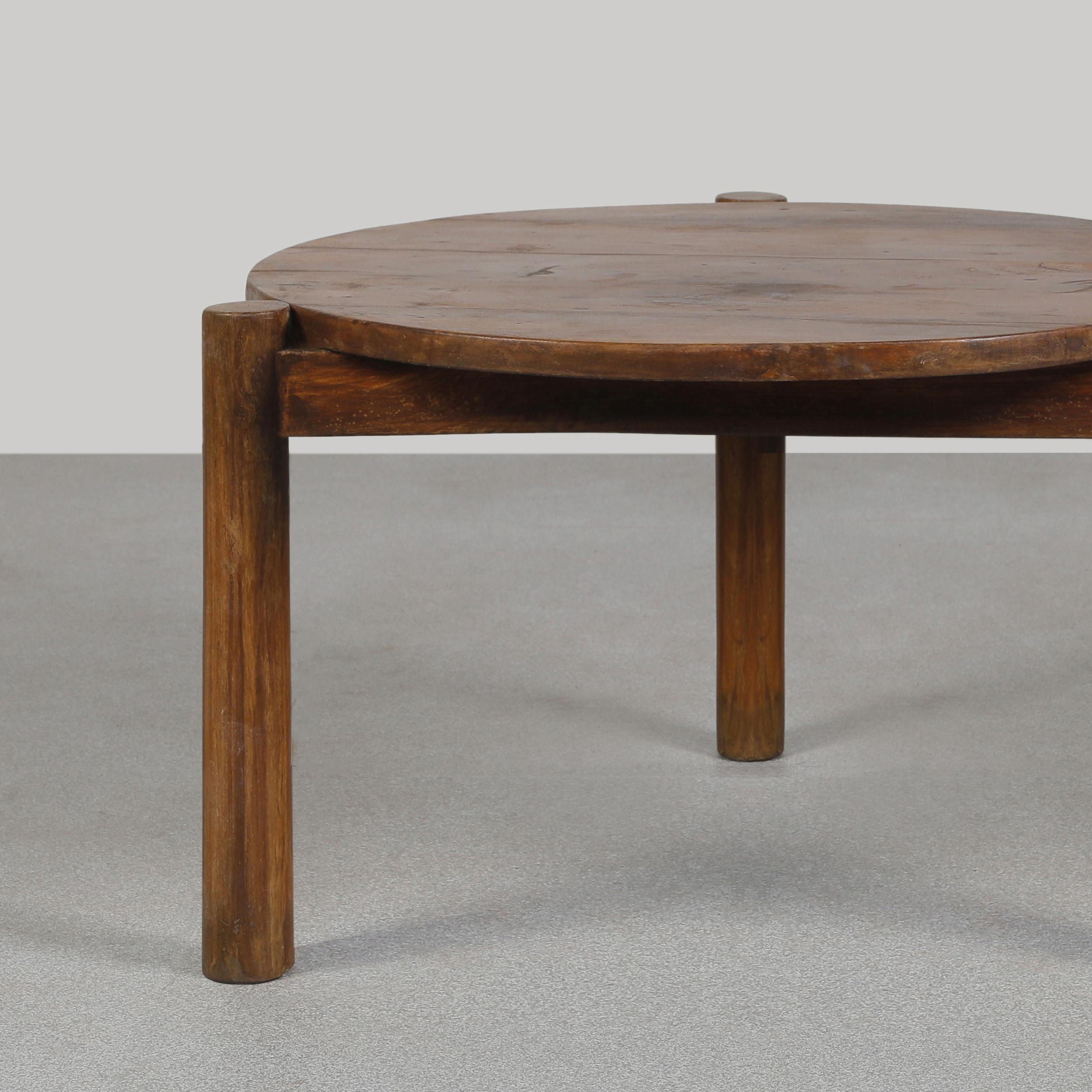 Mid-20th Century Pierre Jeanneret PJ-TB-04-A Round Low Table / Authentic Mid-Century Modern For Sale