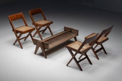 Pierre Jeanneret PJ-TB-05-A Coffee Table Chandigarh, Stained Teak, Glass, 1960s