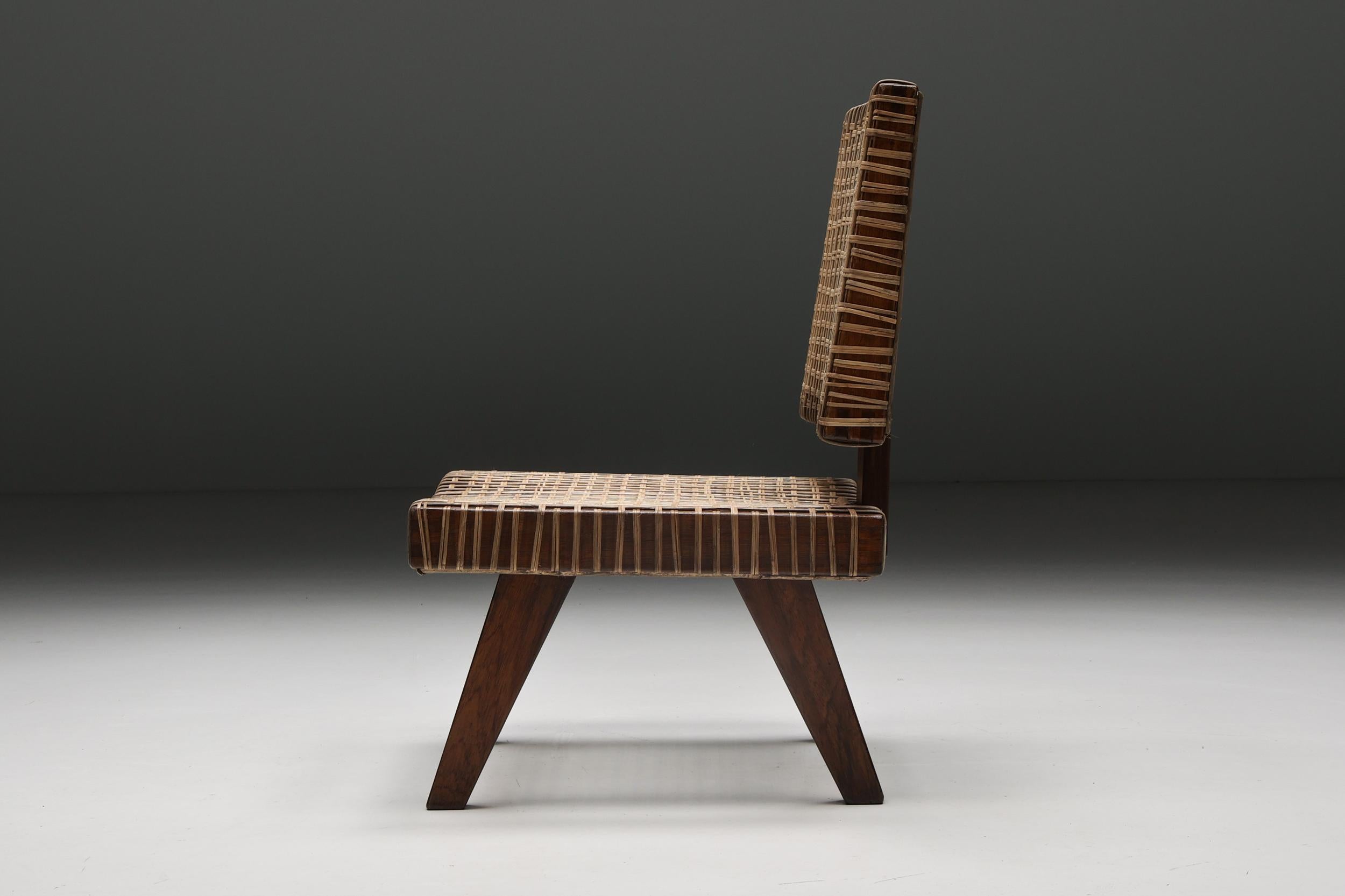 Teak Pierre Jeanneret, Rare Armless Easy Chair, Chandigarh, 1955 For Sale