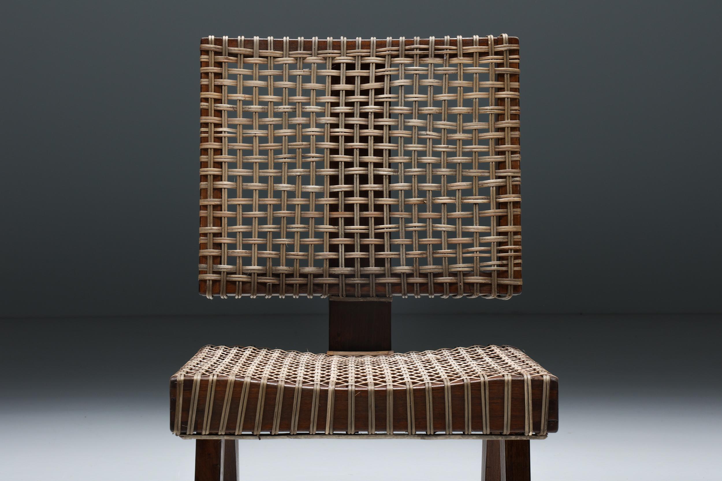 Pierre Jeanneret, rare fauteuil sans accoudoirs, Chandigarh, 1955 en vente 3
