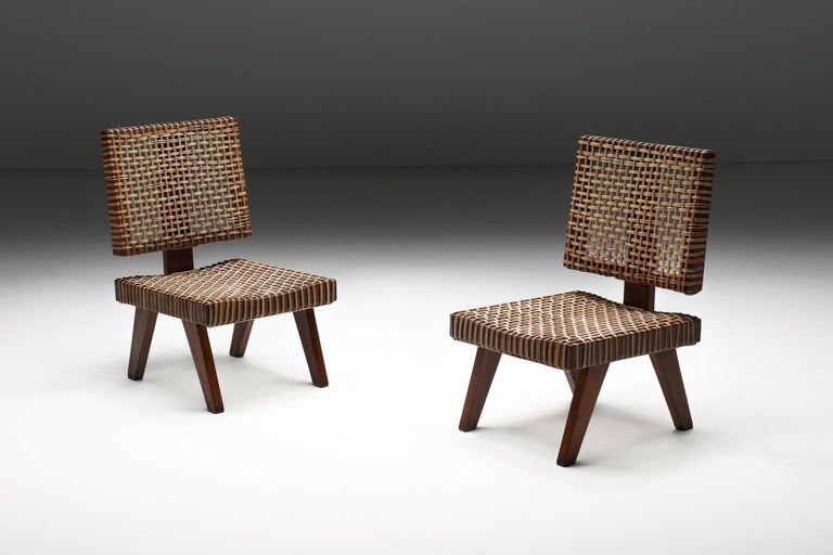 Pierre Jeanneret; Le Corbusier; Armless easy chair; India; Chandigarh; 1955; 1950s; Mid-Century Modern; cane; teak; wood; rattan; side chair; dining room chair; 

This very rare armless easy chair by Pierre Jeanneret was created for the city of