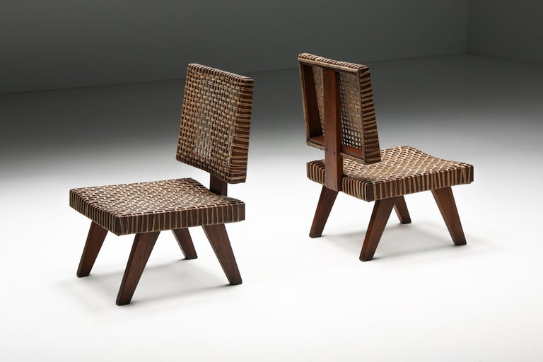 Indian Pierre Jeanneret, Rare Armless Easy Chair, Chandigarh, 1955 For Sale
