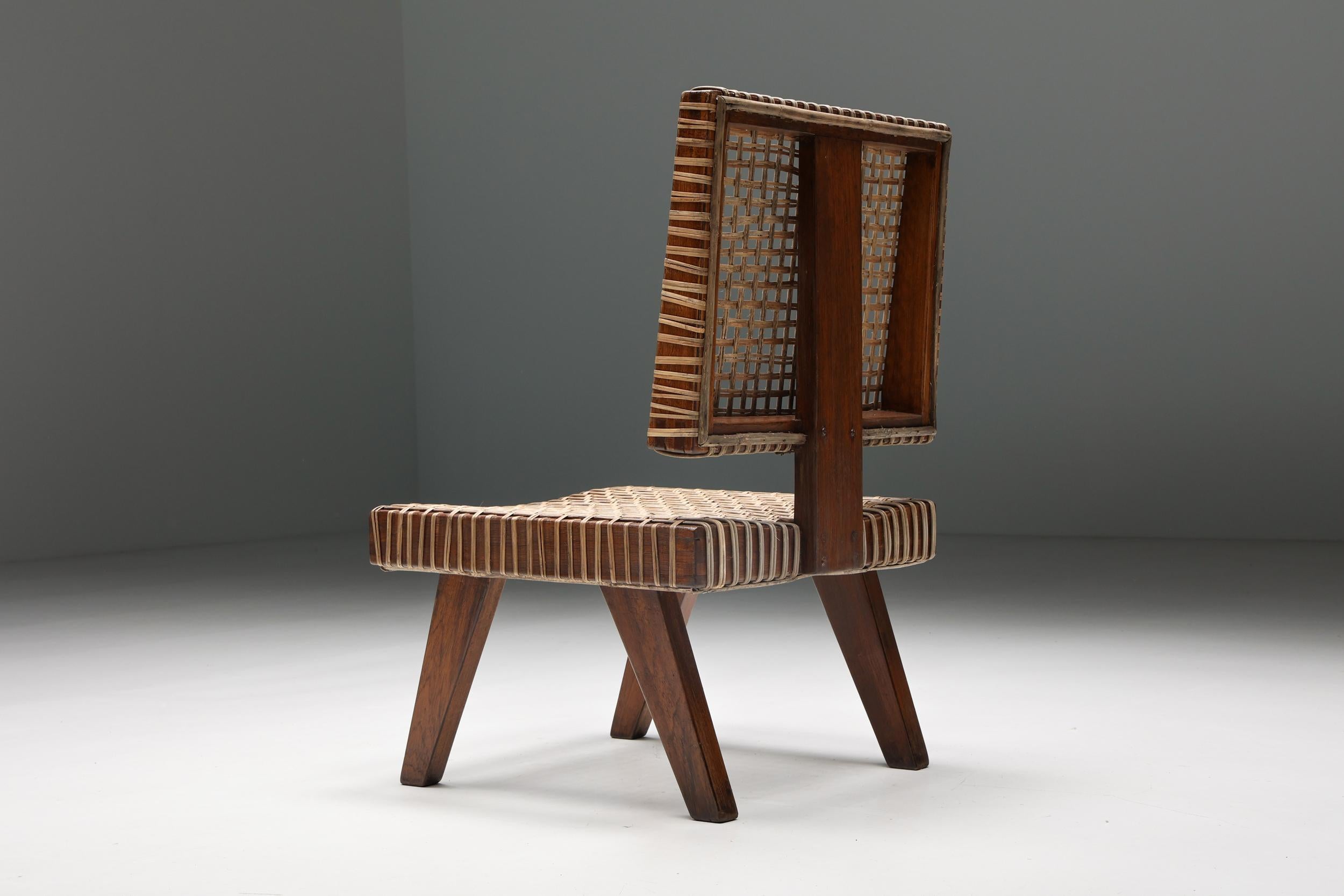 Indian Pierre Jeanneret, Rare Armless Easy Chair, Chandigarh, 1955 For Sale