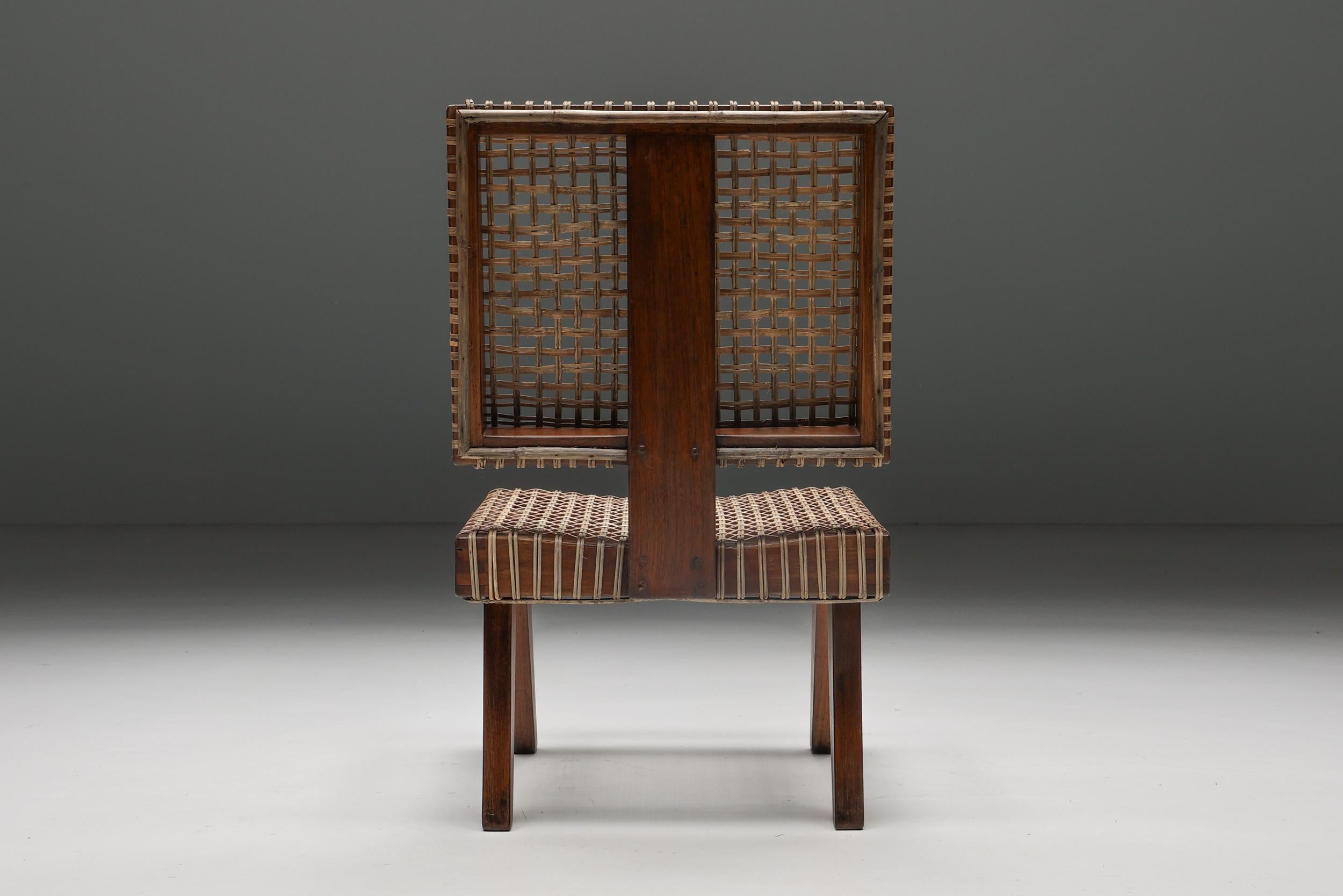 Pierre Jeanneret, rare fauteuil sans accoudoirs, Chandigarh, 1955 en vente 1