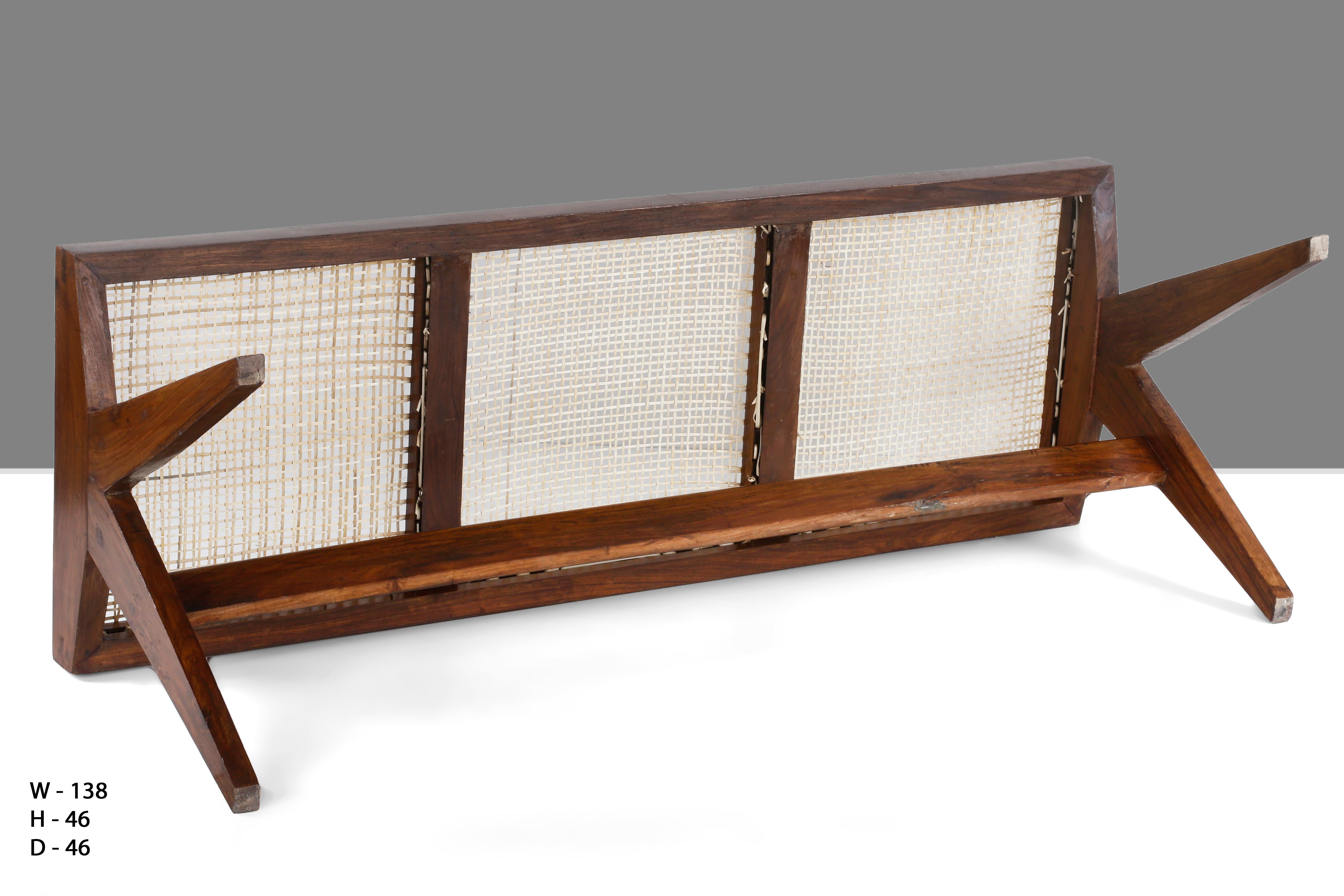 Pierre Jeanneret, Rare Chandigarh Caned Bench, PJ-SI-33-C 1