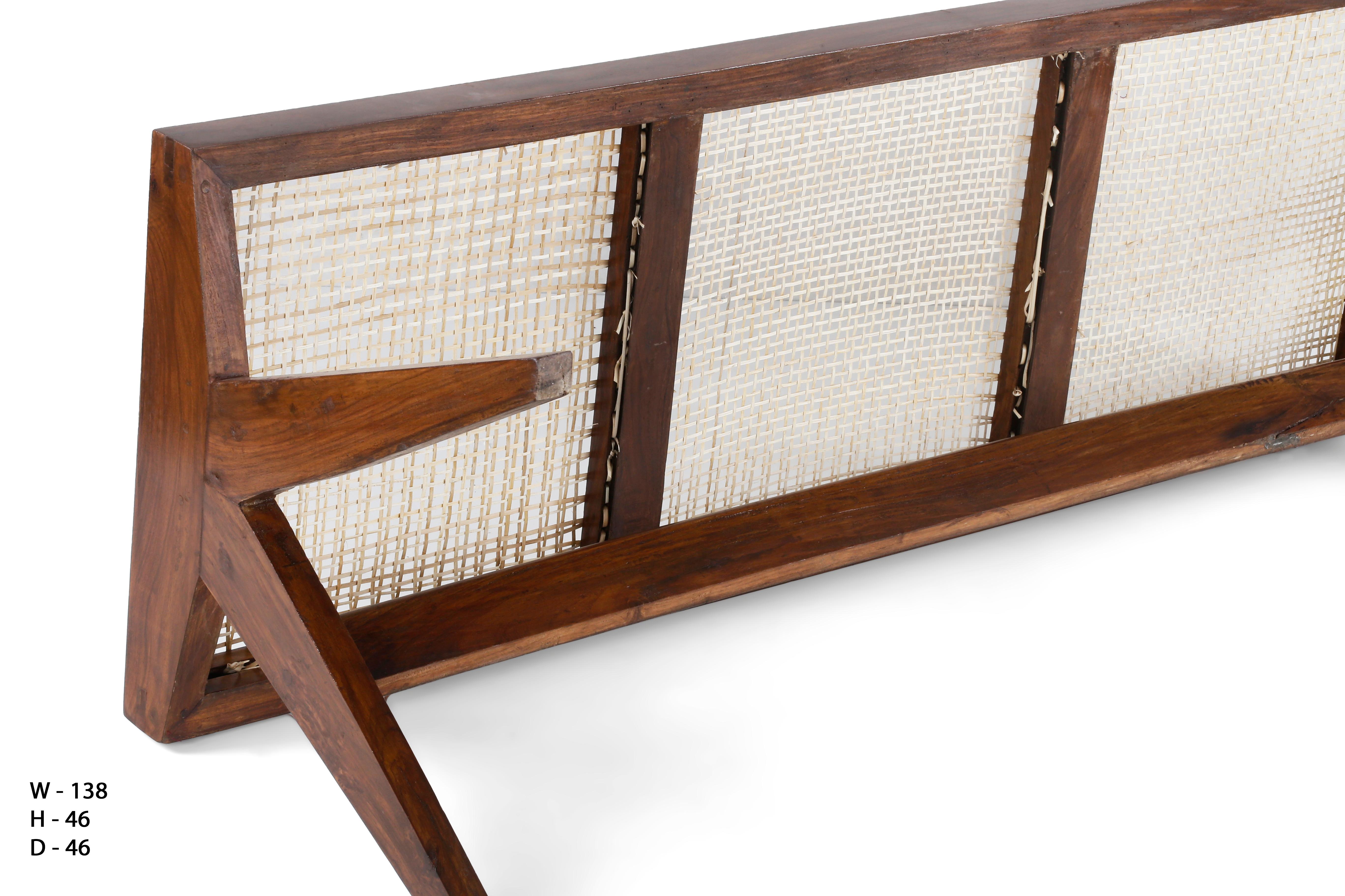 Mid-20th Century Pierre Jeanneret, Rare Chandigarh Caned Bench, PJ-SI-33-C