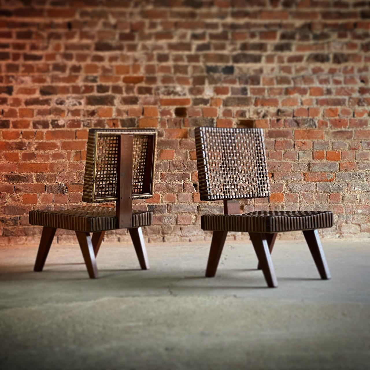 Mid-Century Modern Pierre Jeanneret Rare Lounge Chairs Chandigarh Circa 1955-56 For Sale