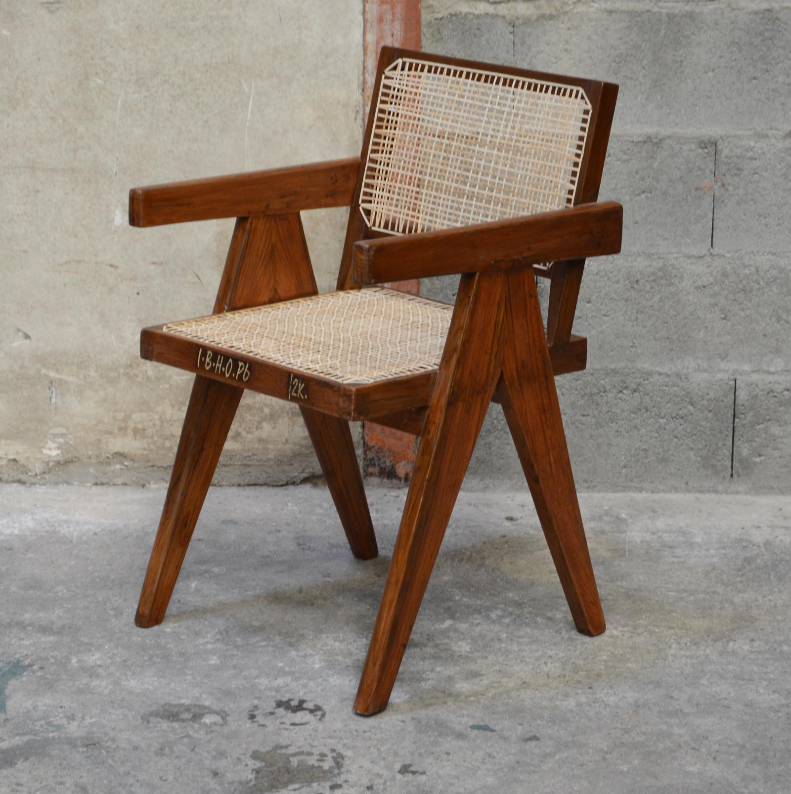 Teak Pierre Jeanneret, Rare Set of 12 Chairs For Sale