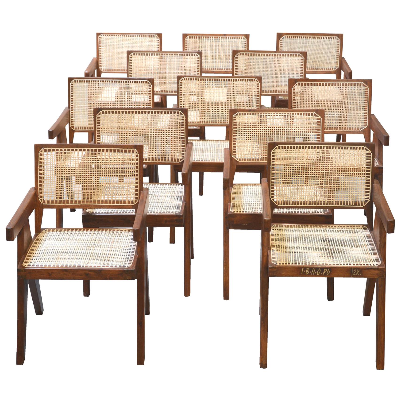 Pierre Jeanneret, Rare Set of 12 Chairs For Sale