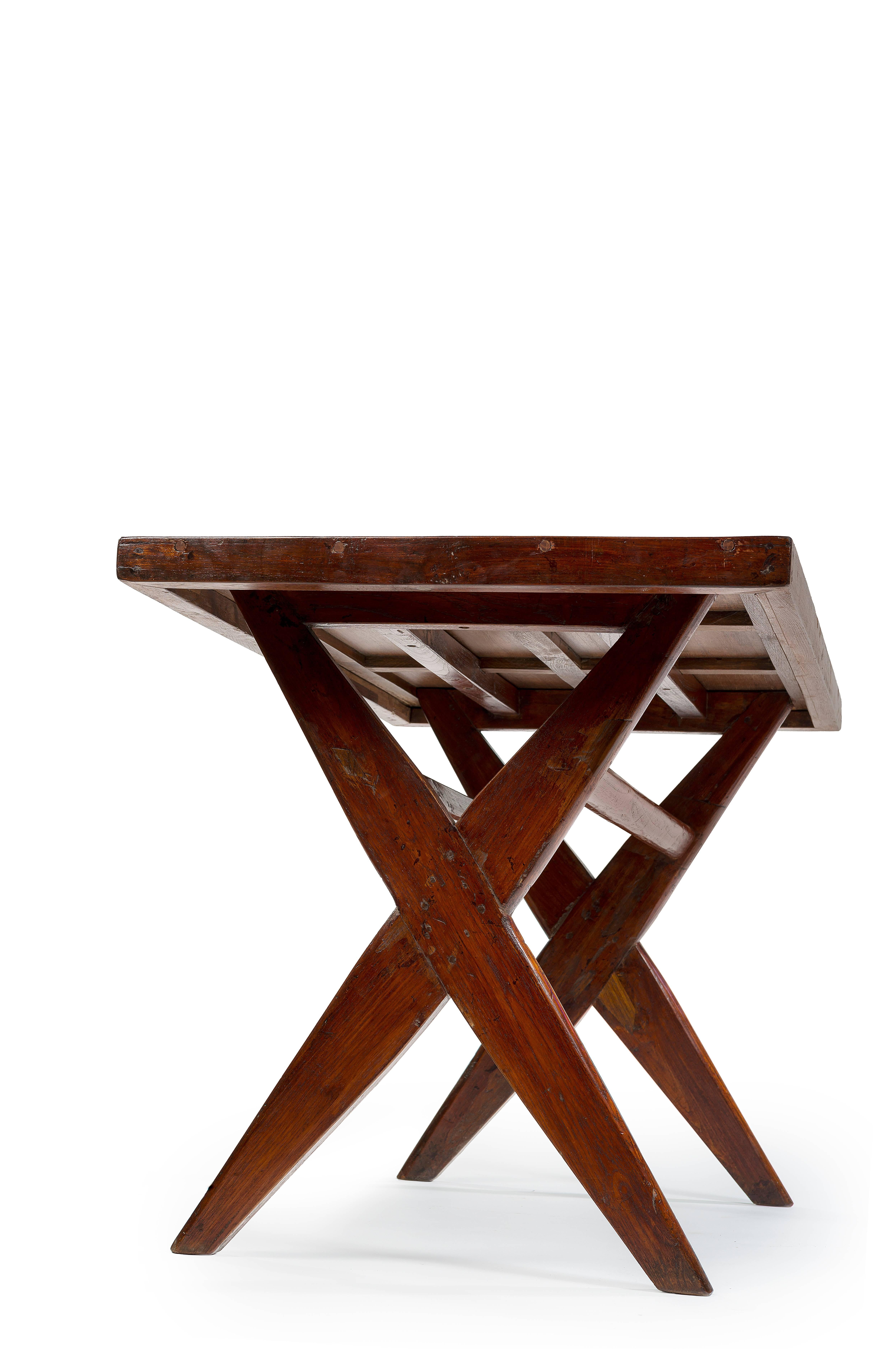 Pierre Jeanneret, Reading Table, Teck and Leather, circa 1961 In Good Condition In Paris, FR