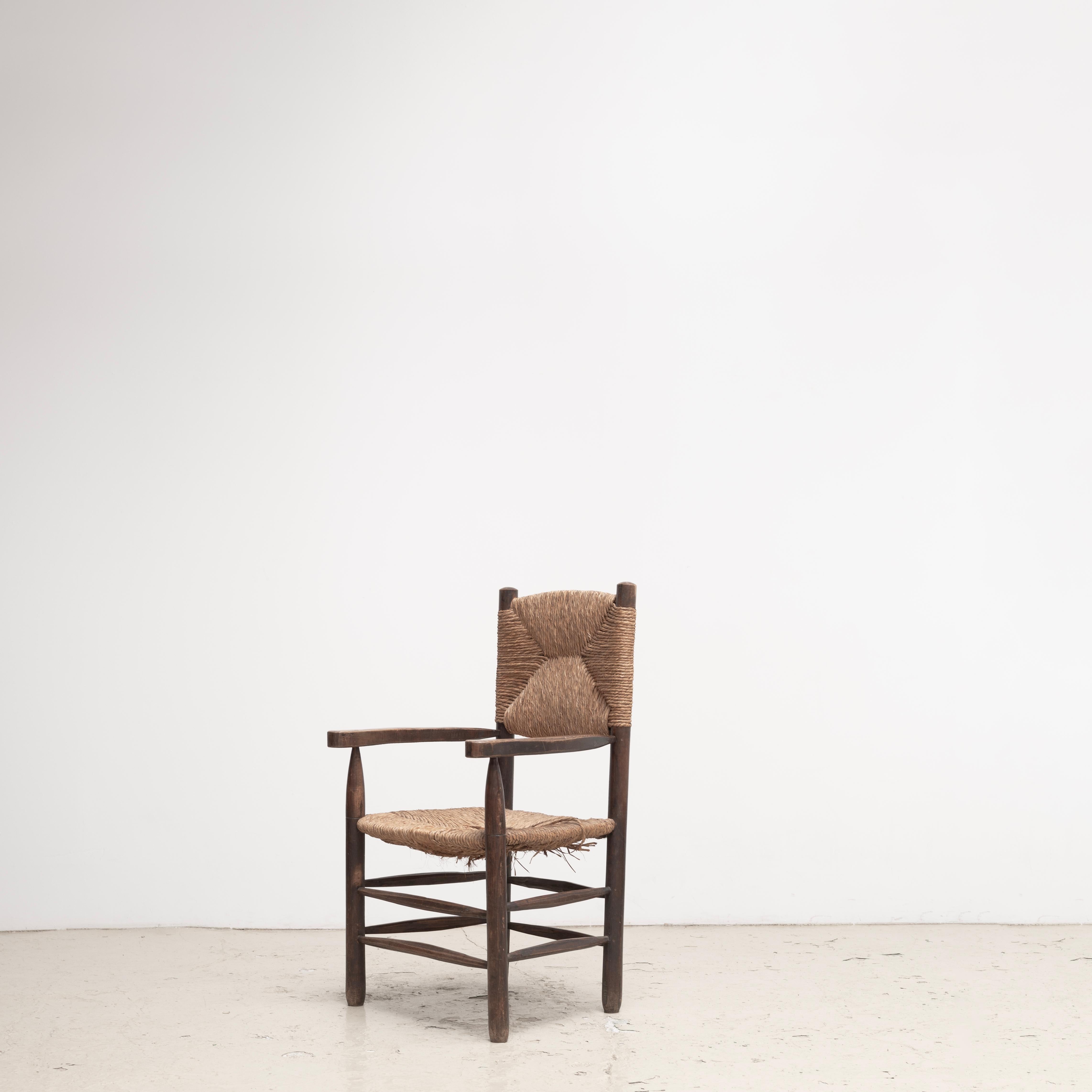 PIERRE JEANNERET  , Rush Arm Chair 1950s , attributed
There is some damage to the seat, so it can be repaired.
