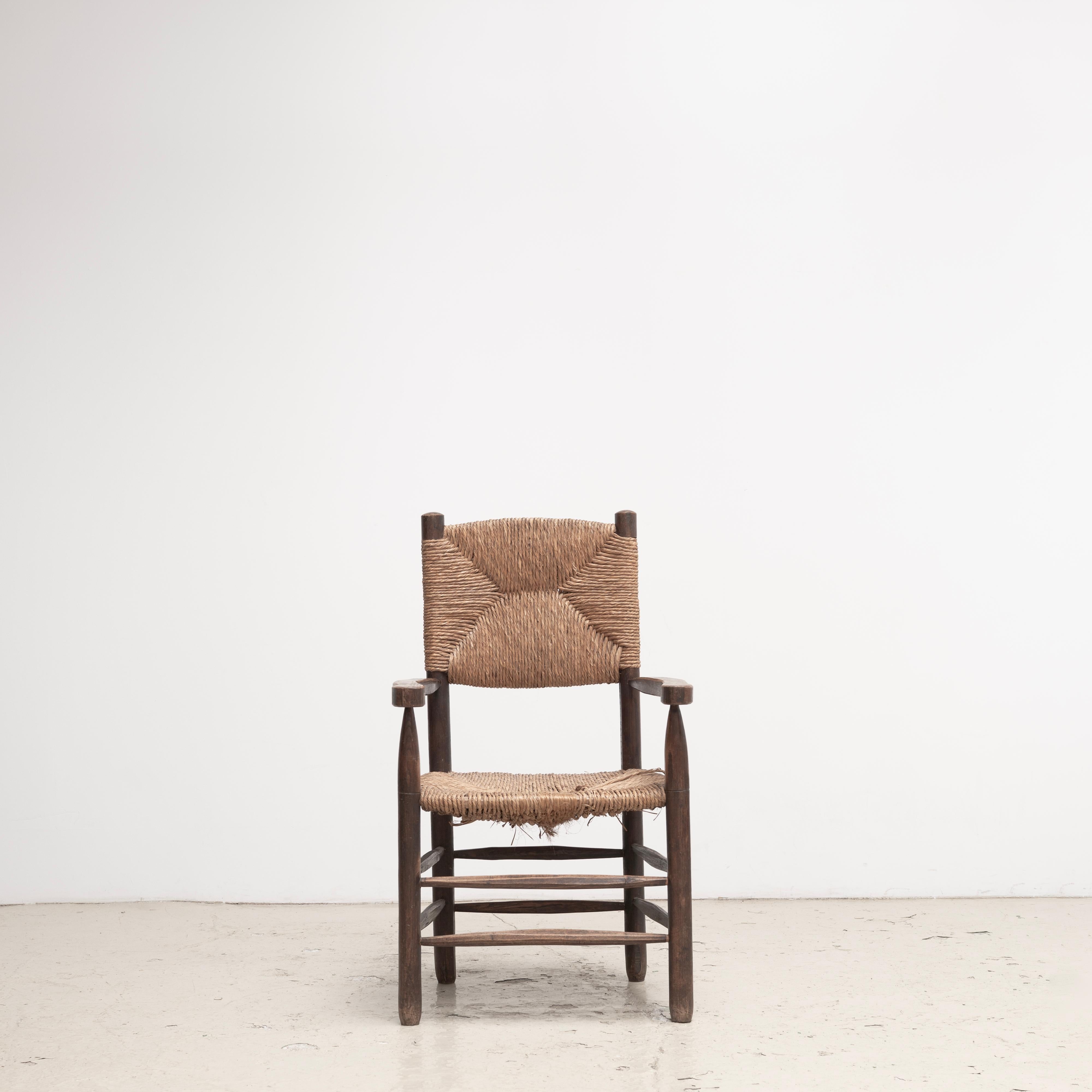 PIERRE JEANNERET  -Rush Arm Chair 1950s, attributed In Good Condition For Sale In Edogawa-ku Tokyo, JP