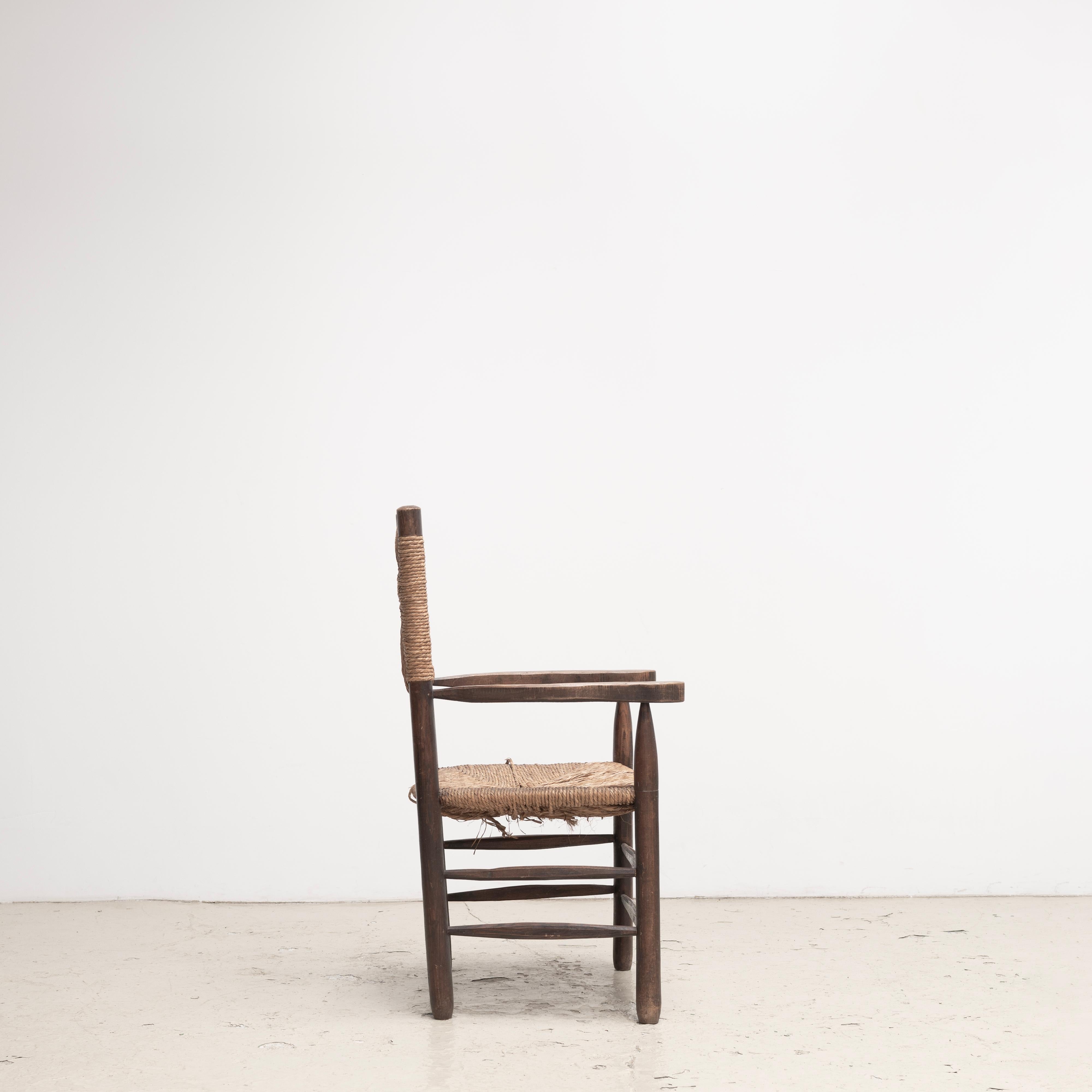Mid-20th Century PIERRE JEANNERET  -Rush Arm Chair 1950s, attributed For Sale