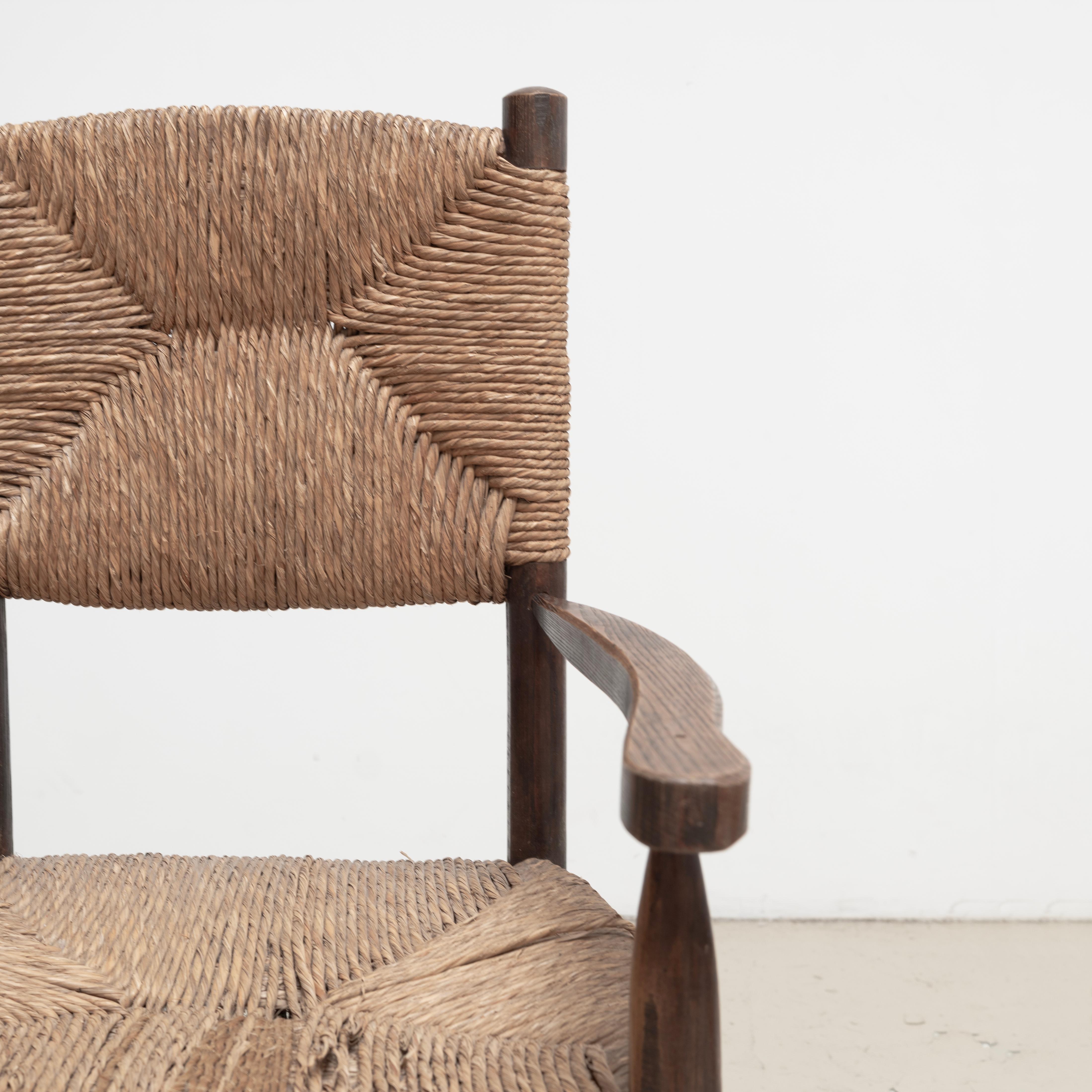 PIERRE JEANNERET  -Rush Arm Chair 1950s, attributed For Sale 3