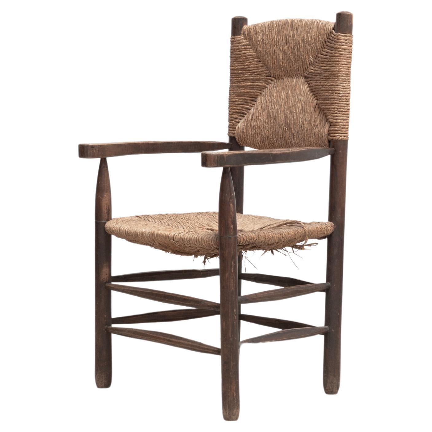 PIERRE JEANNERET  -Rush Arm Chair 1950s, attributed For Sale