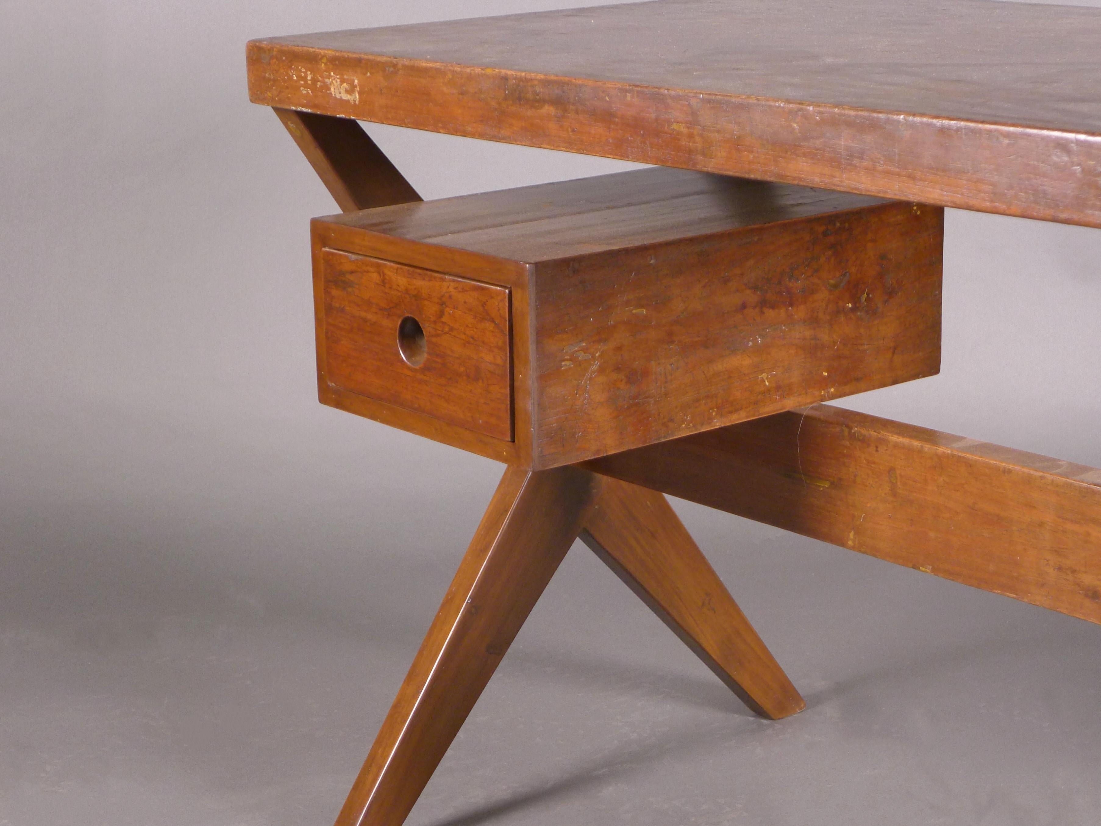 Pierre Jeanneret, Secretariat or Steno's Desk, PJ-TA-12-A, authentic, circa 1960 4