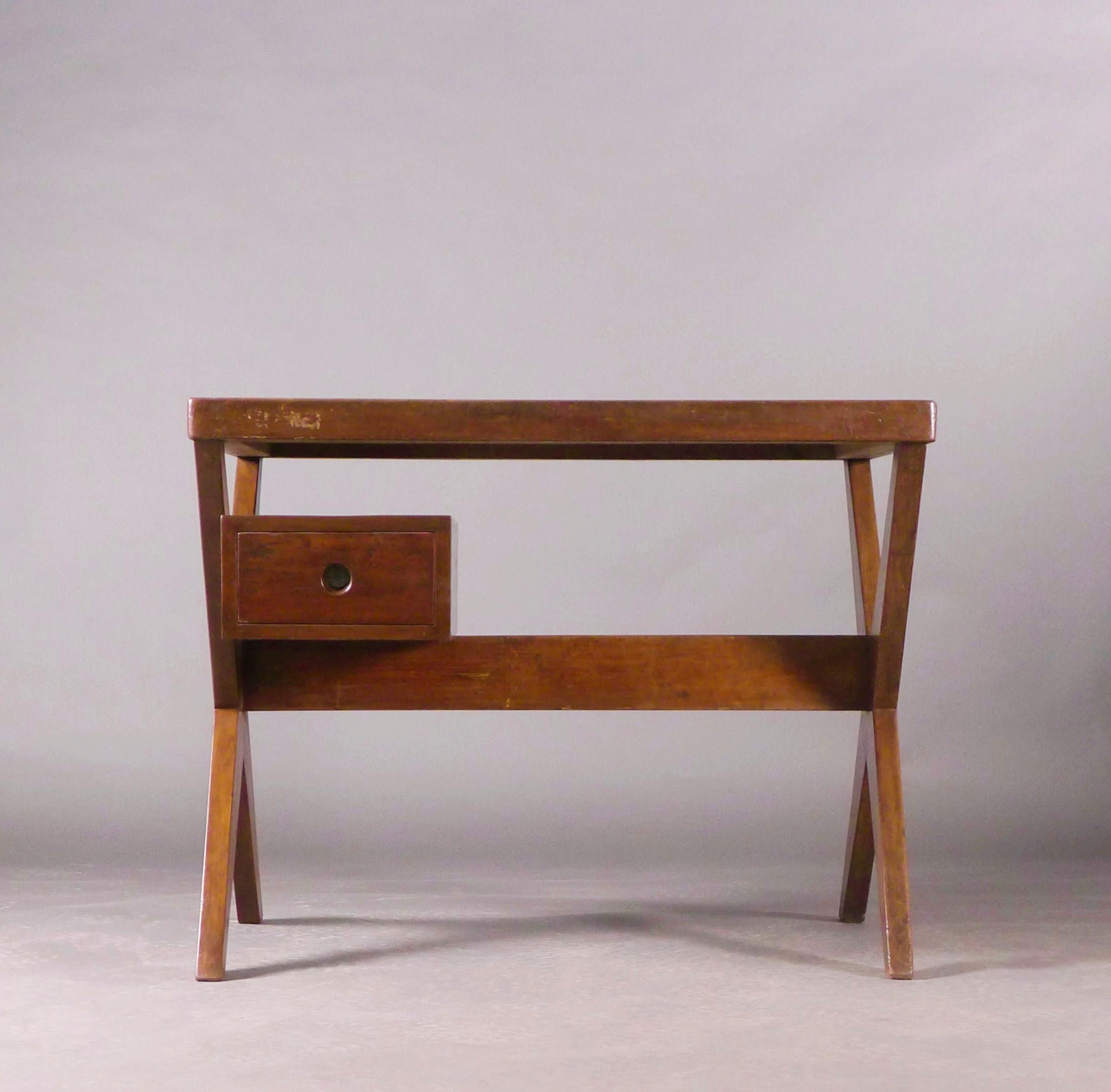 Mid-Century Modern Pierre Jeanneret, Secretariat or Steno's Desk, PJ-TA-12-A, authentic, circa 1960