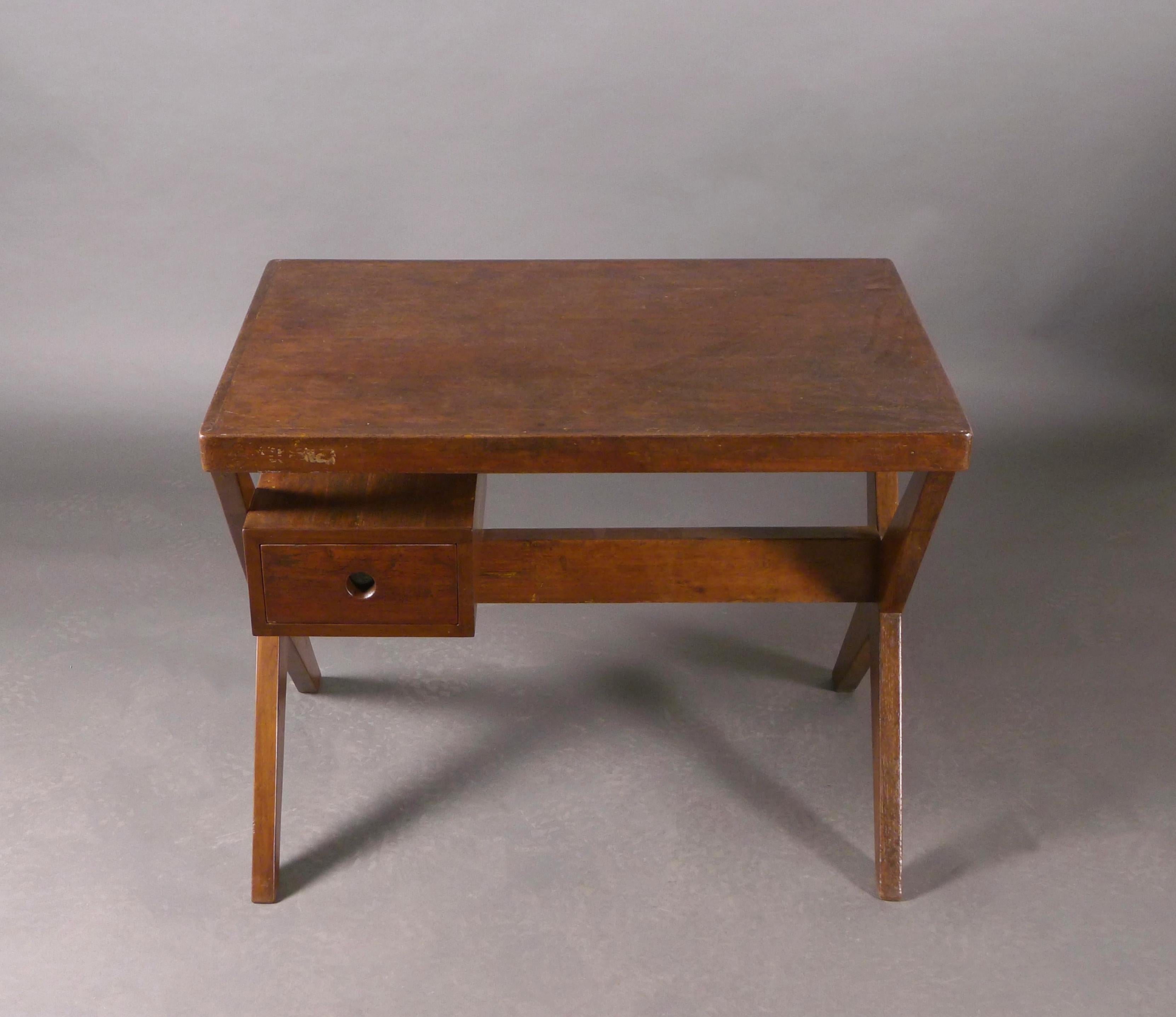 Pierre Jeanneret, Secretariat or Steno's Desk, PJ-TA-12-A, authentic, circa 1960 In Good Condition In Wargrave, Berkshire